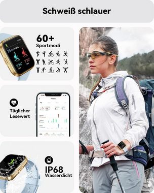 ENOMIR Smartwatch (1,69 Zoll, Android iOS), Damenuhr Telefonfunktion schrittzähler Schlafmonitor Aktivitätstracker