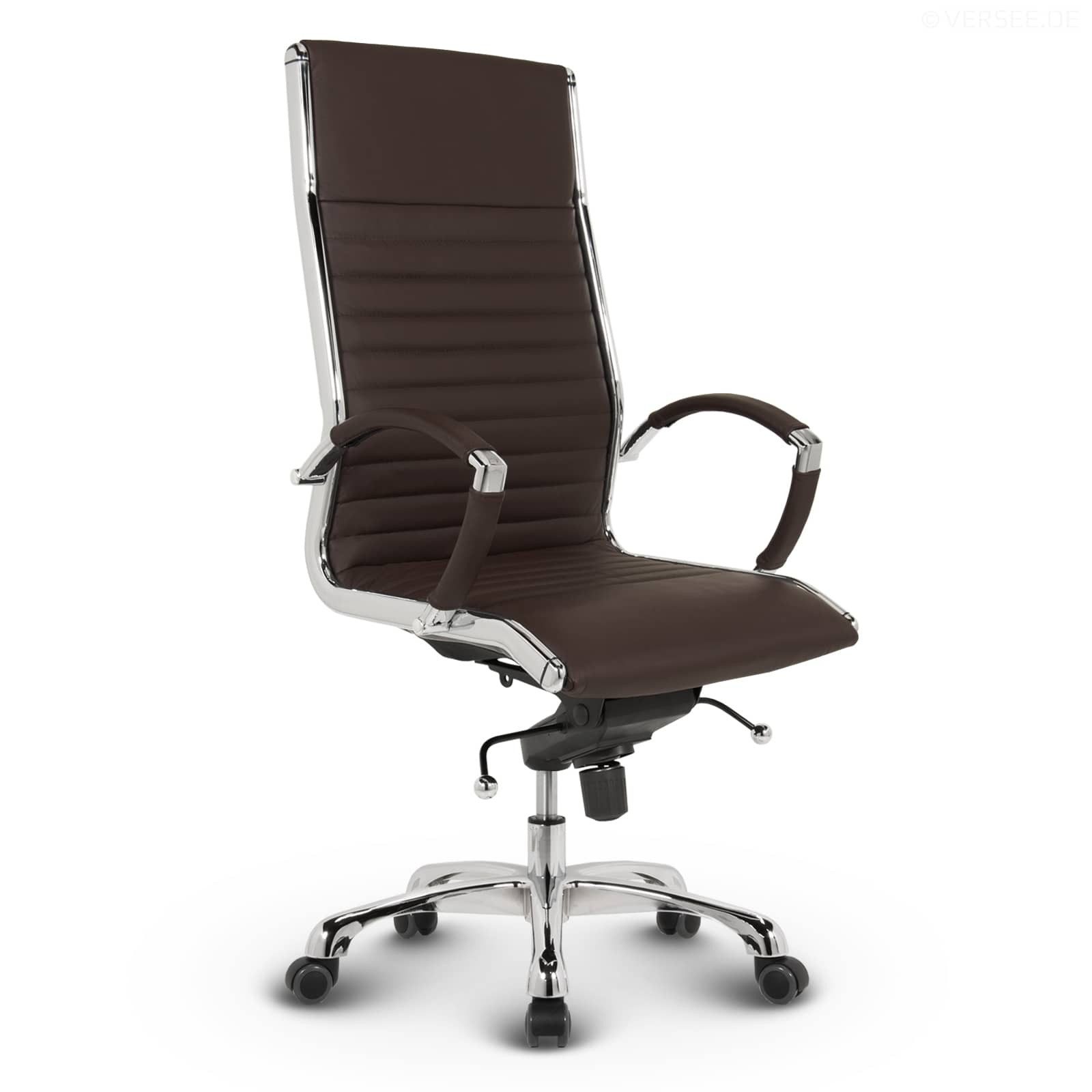 Versee Для шефа VERSEE Montreal Bürostuhl Leder, 150kg belastbar, ergonomisch (Drehstuhl für Arbeitszimmer und Home Office), mit Lendenstütze, höhenverstellbar, gepolstert, Wippmechanik