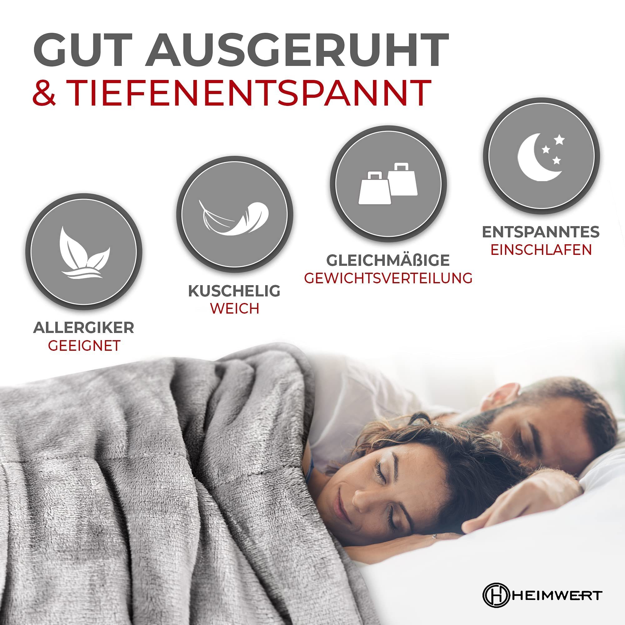 HEIMWERT Gewichtsdecke Gewichtsdecke Therapiedecke 4kg, Füllung: Glasperlen, Bezug: 100% Polyester, 120 x 180cm