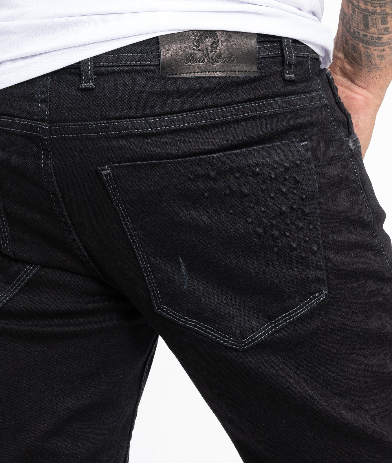 Rock Creek Straight-Jeans Herren Jeans Stonewashed Schwarz RC-2099 – Bild 5 von 5