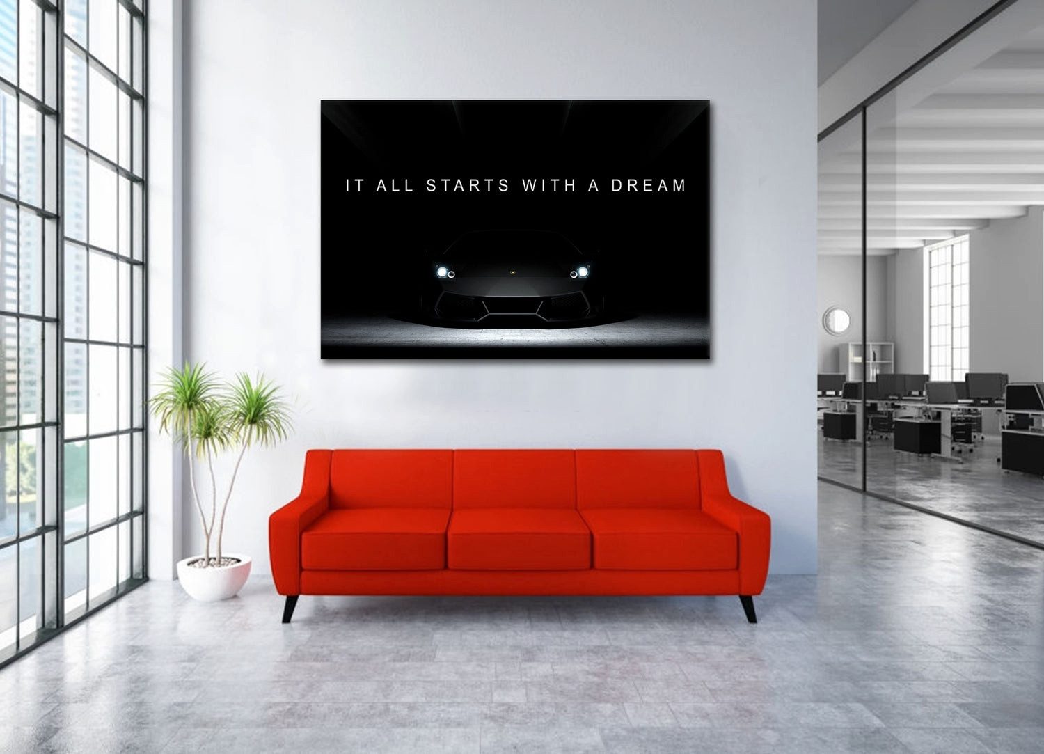 Artedinoi Leinwandbild Auto Sportwagen Motivation Wandbild Leinwandbild Lambo