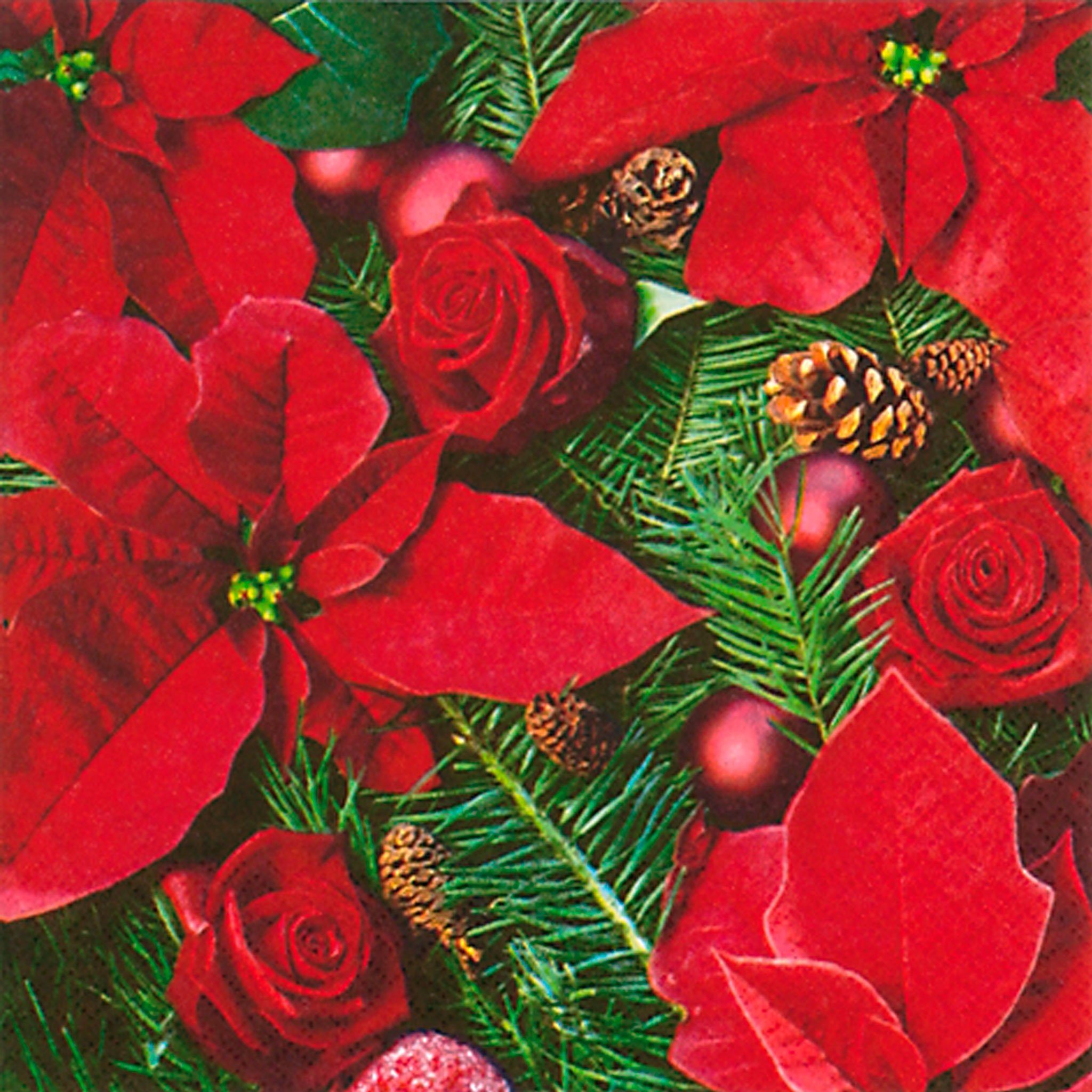 ti-flair Papierserviette, Servietten Papier 33x33cm Weihnachtsstern Motiv 20 Stück Rot / Grün