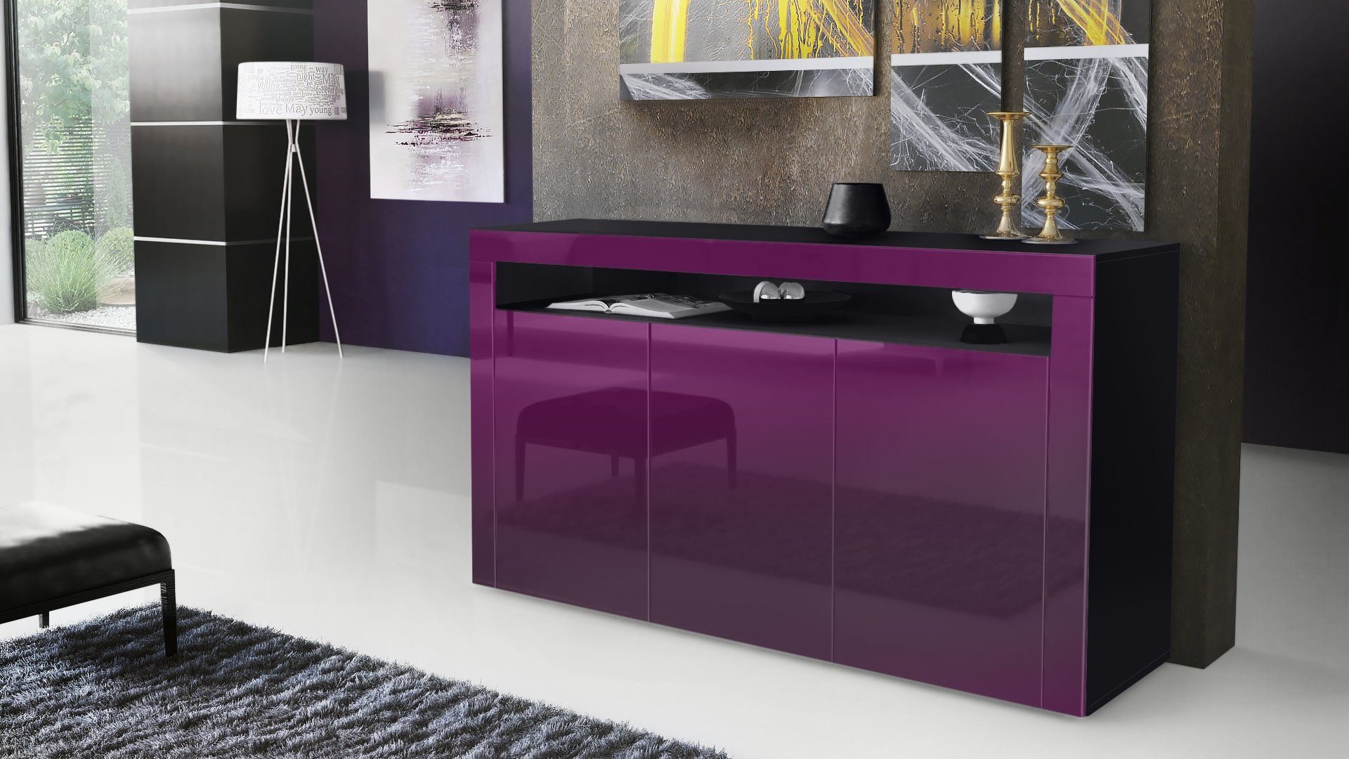 Vladon Sideboard Valencia (Sideboard, mit 3 günstig online kaufen