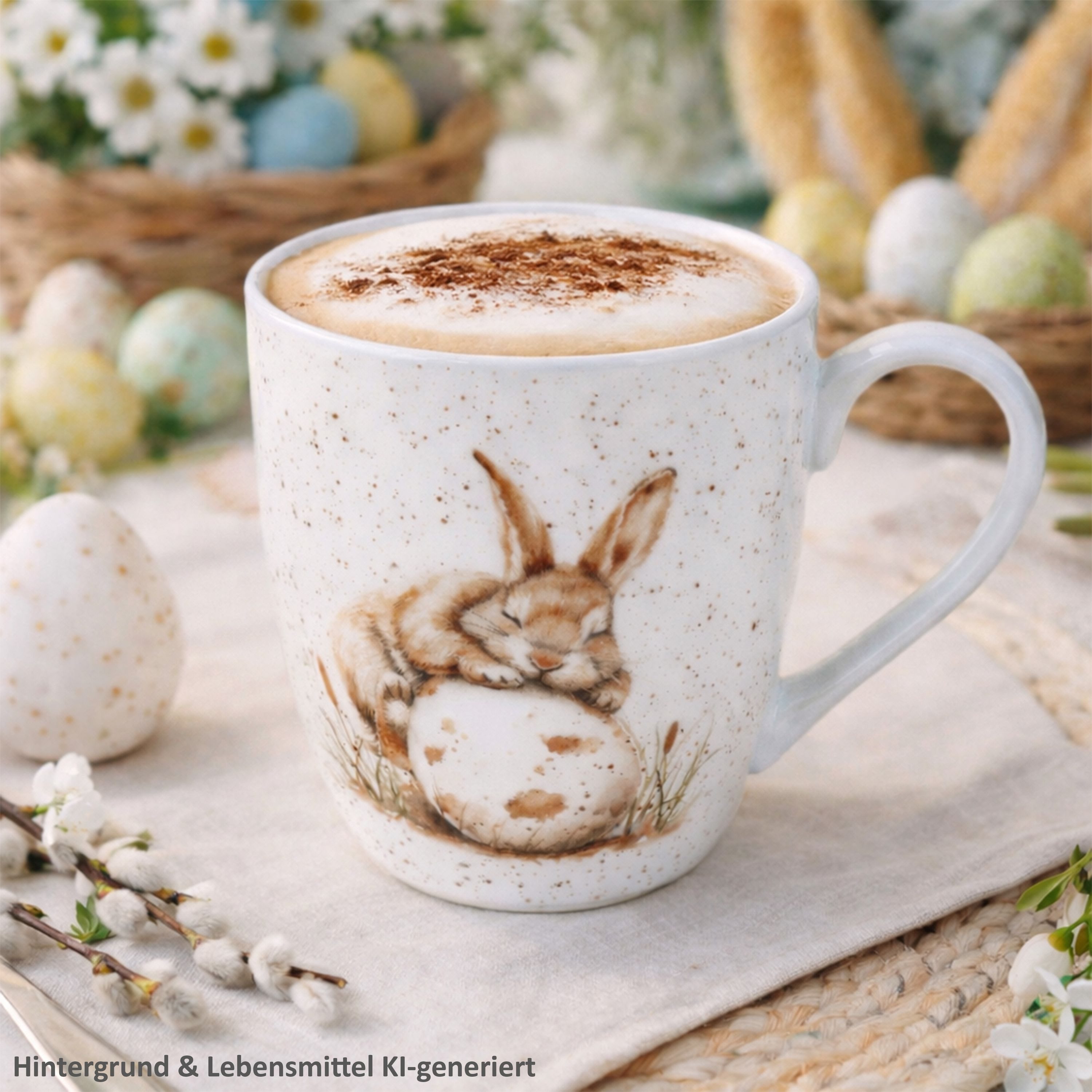Ritzenhoff & Breker Becher Ritzenhoff Jumbobecher Bunny weiß 400 ml Porzellan Hase Oster-Geschirr, Porzellan