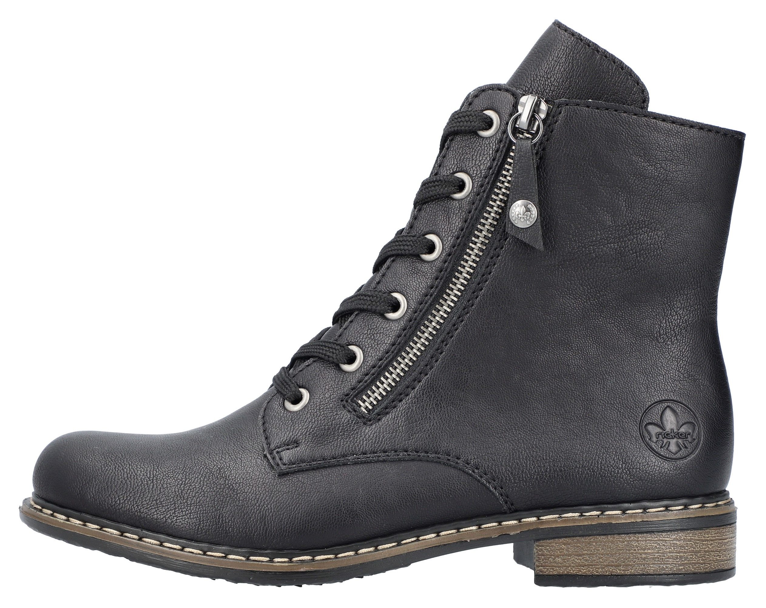 Rieker Stiefelette Schnürstiefelette, Schnürboots mit Reißverschluss an der Außenseite