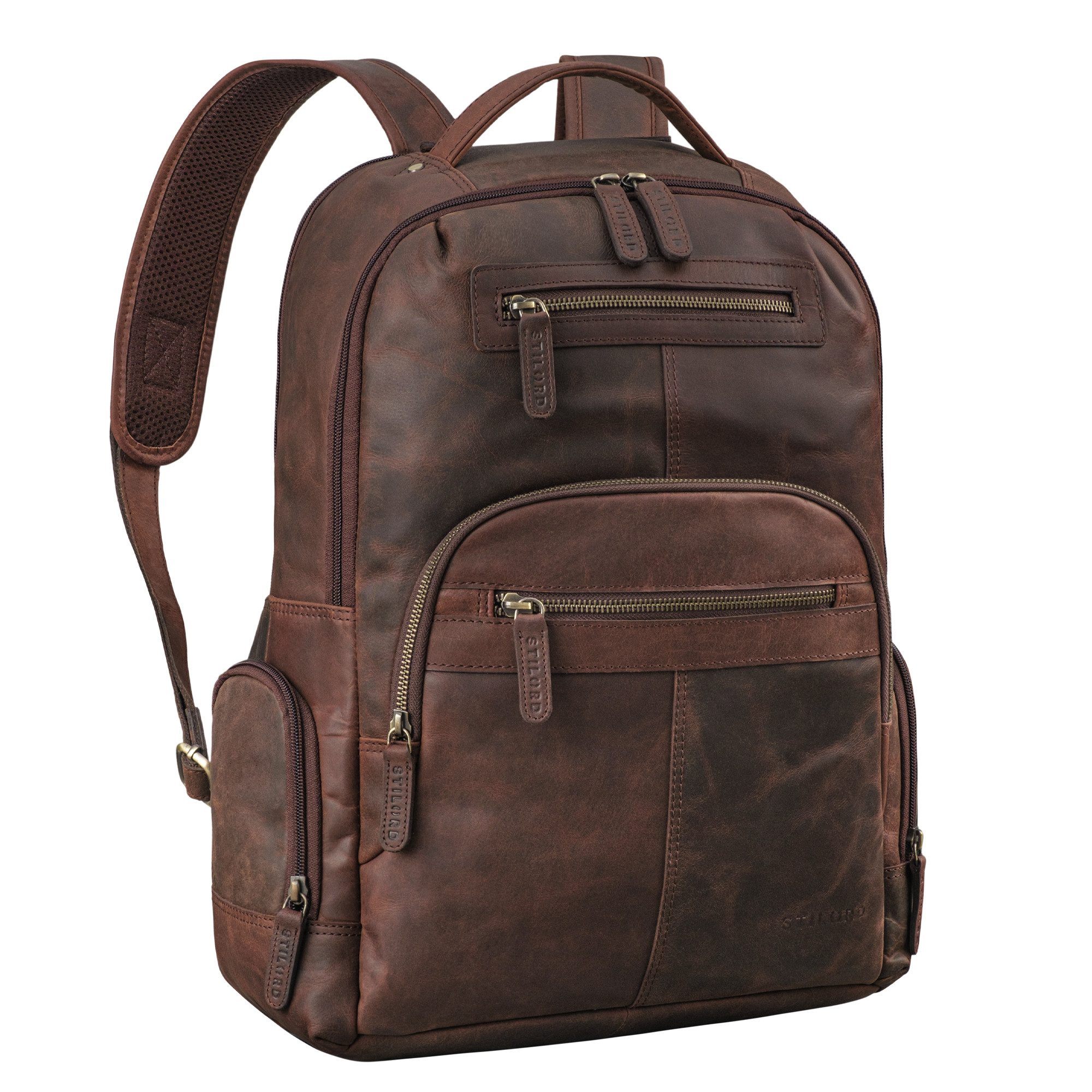 Notebook-Rucksack "Riccardo" Robuster Leder Laptoprucksack 18 Zoll für Herren & Damen