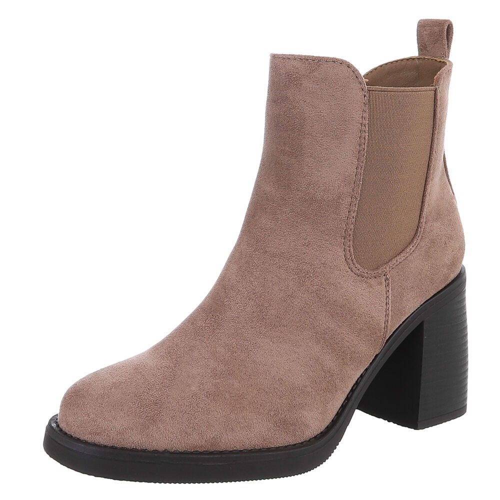 Ital-Design Eleganter Chelsea-Boot mit elastischem Einsatz und Sohle Сапоги на высоком каблукеette (90726831) Blockabsatz Stiefeletten in Hellbraun