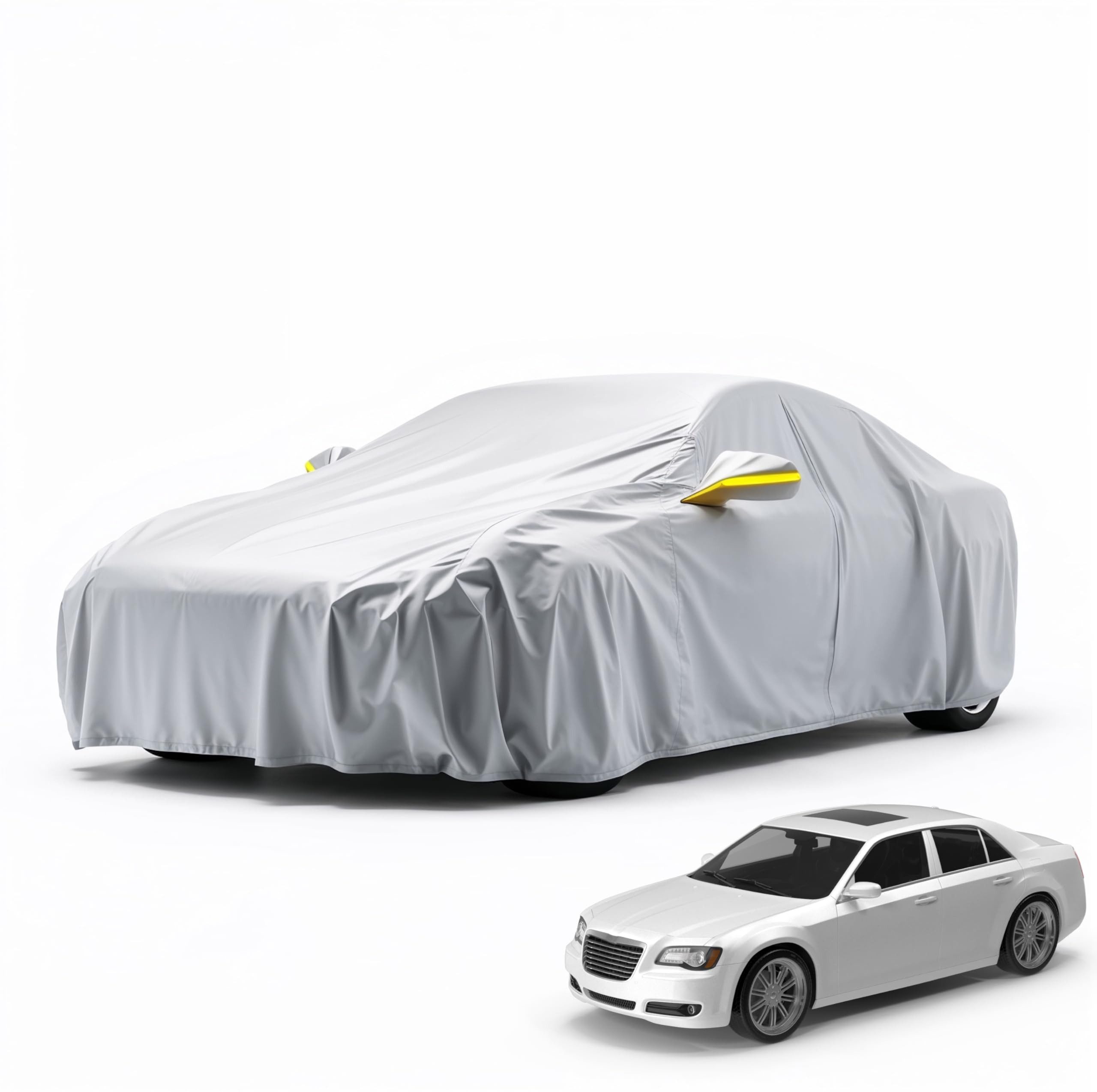 autogadget® Autoplane Autoschutzhülle - Auto Abdeckplane - Car Cover - Autoplane Silber (Packung, 1-St), reflektierende Streifen / Antikratzsicht