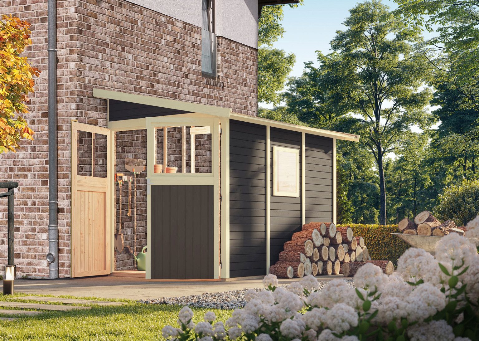 HORI Gartenhaus HORI Gartenhaus Randers, 19 mm, 181 x 268 x 230 cm, terragrau