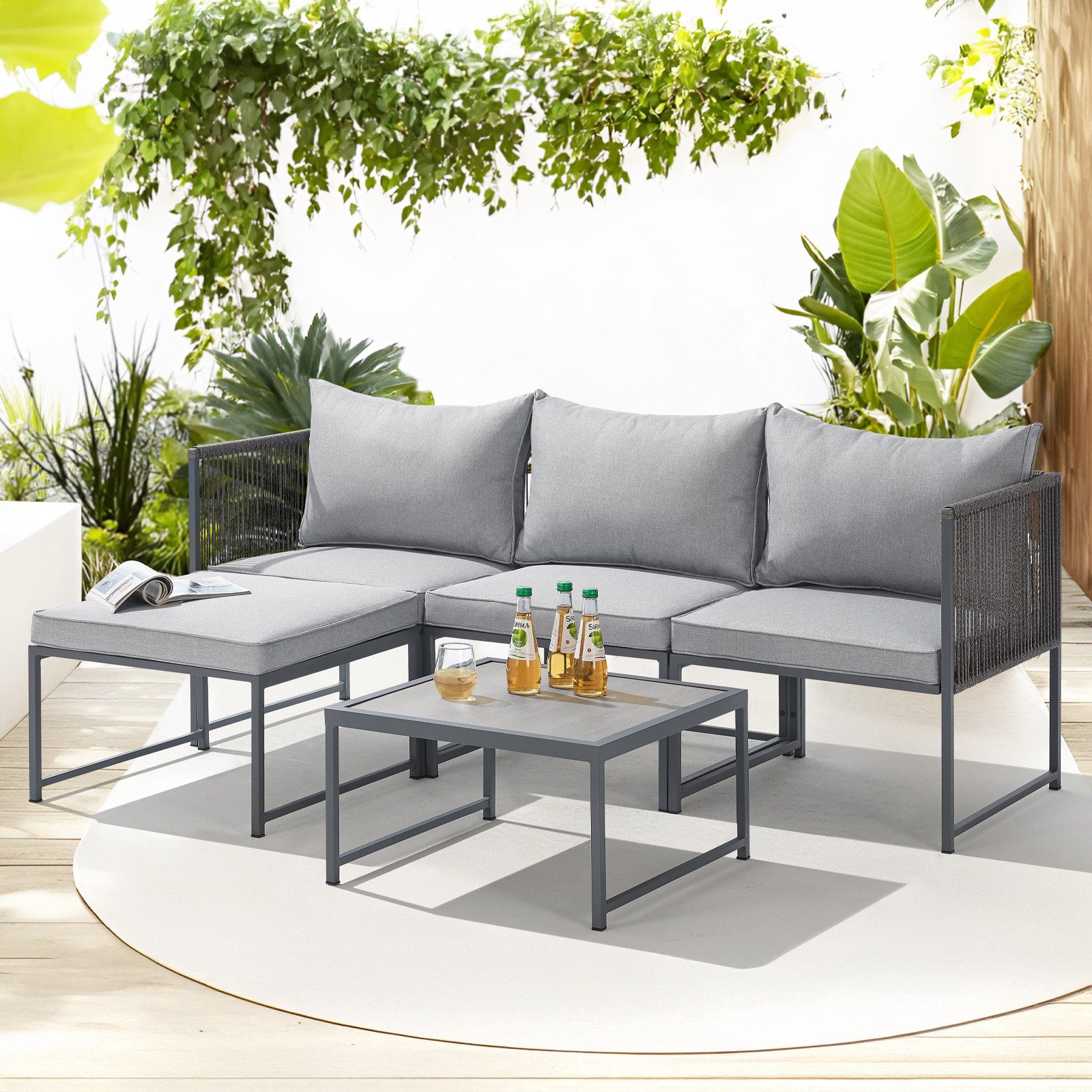 SVITA Gartenlounge-Set DETROIT, (Modul-Set), Gartenmöbel Flexibel Sofa Tisch Sessel Ottoman