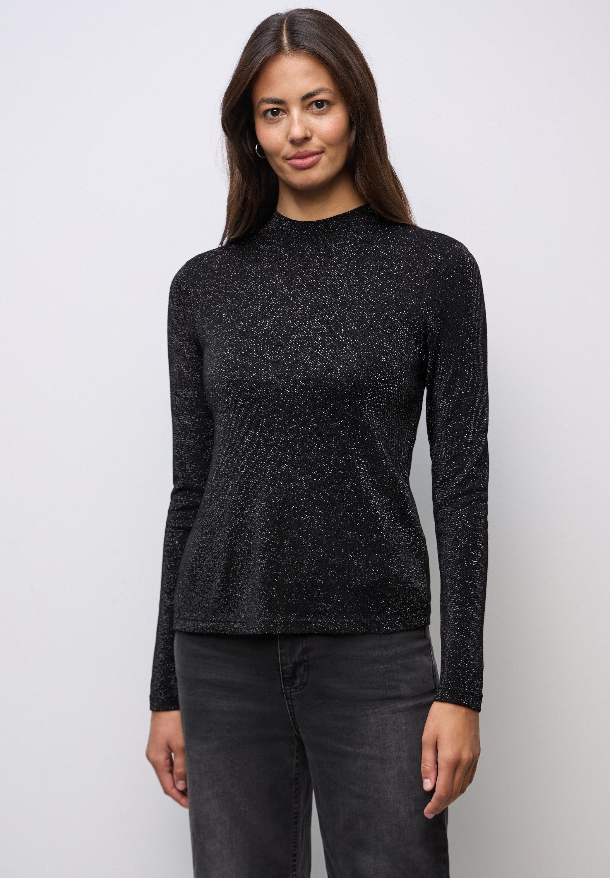 STREET ONE Langarmshirt im Glitzer-Look günstig online kaufen