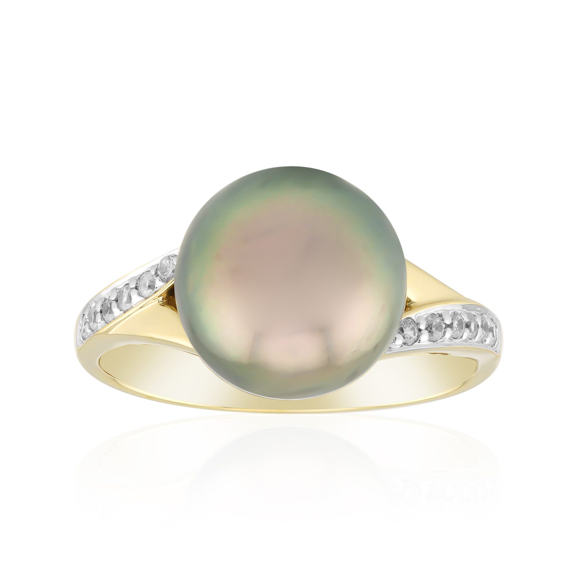 Cavill Perlenring Tahitiperlen Ring 10 mm, 925er Vergoldet, 0,12 ct Zirkon Damen (1-tlg)