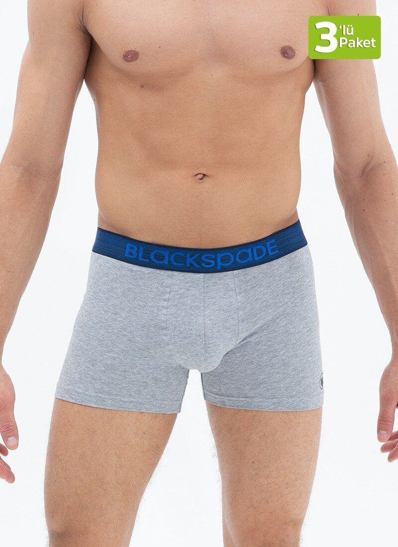 BlackSpade Boxer Herren Boxer Shorts 3er-Pack - Grau Blau Schwarz – Bild 3 von 5