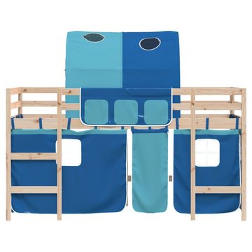 vidaXL Bett Kinderhochbett mit Tunnel Blau 80x200 cm Massivholz Kiefer