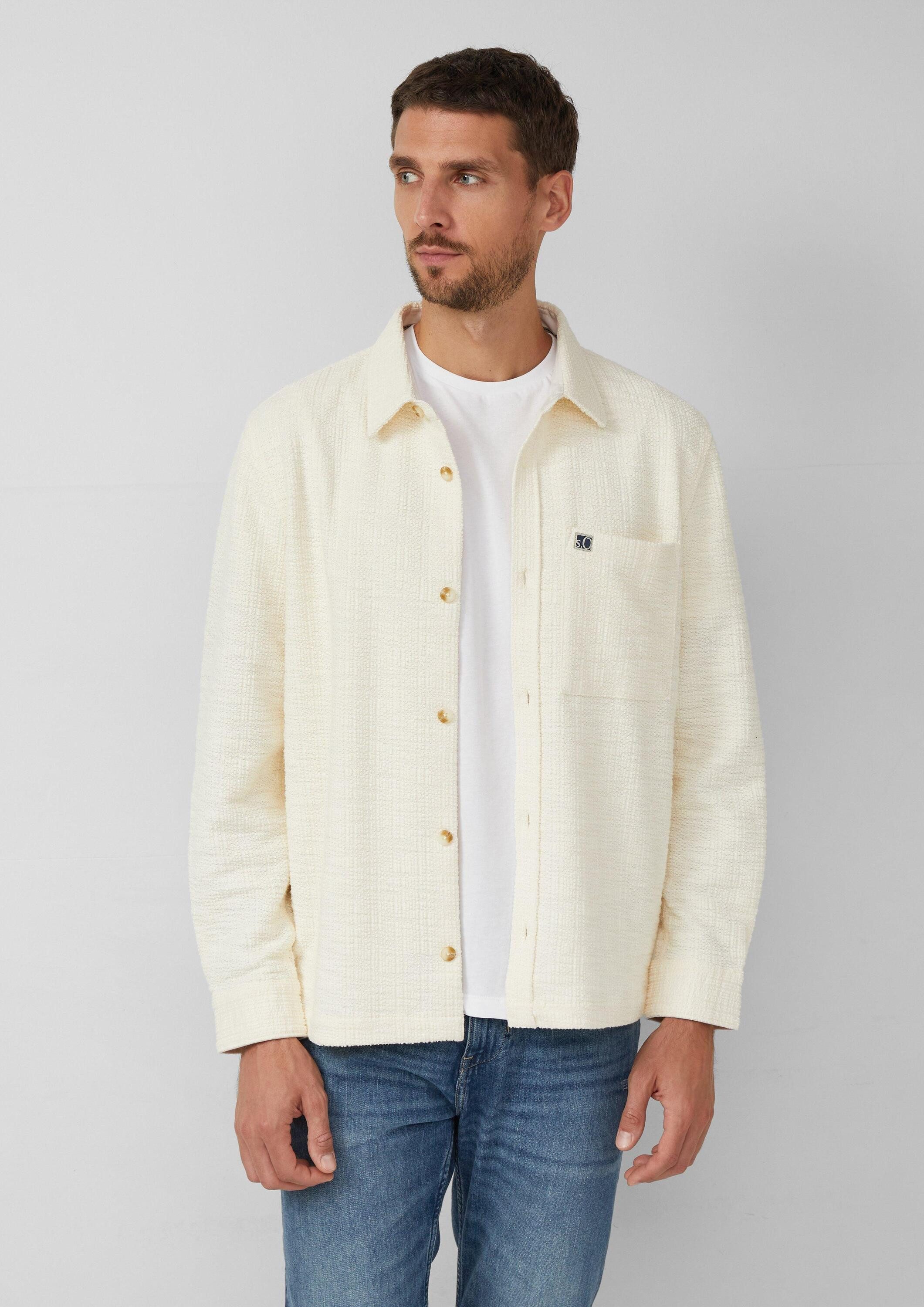s.Oliver Langarmhemd Hemd Overshirt mit Struktur-Streifen und Kentkragen