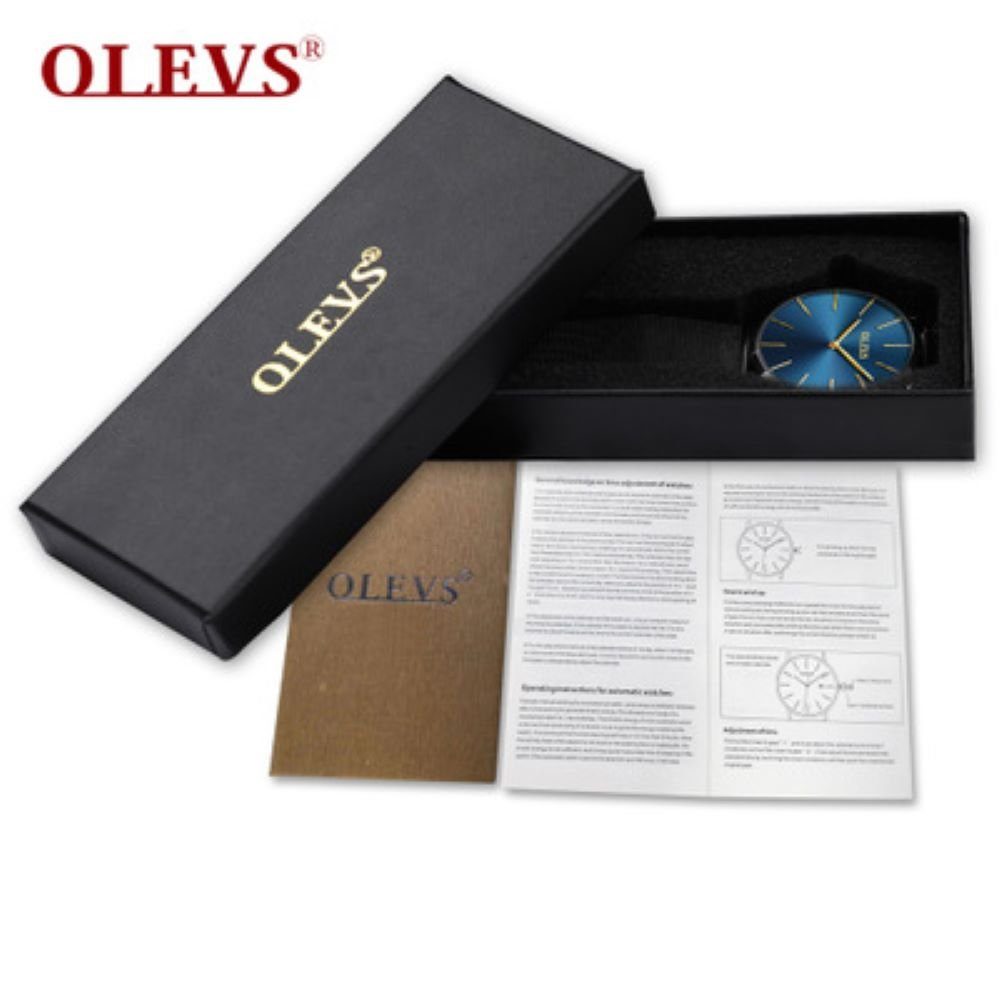 OLEVS Quarzuhr Herrenuhr Chronograph mit Tag & Nacht Anzeige Braunes Lederarmband 5529, Geschenkbox