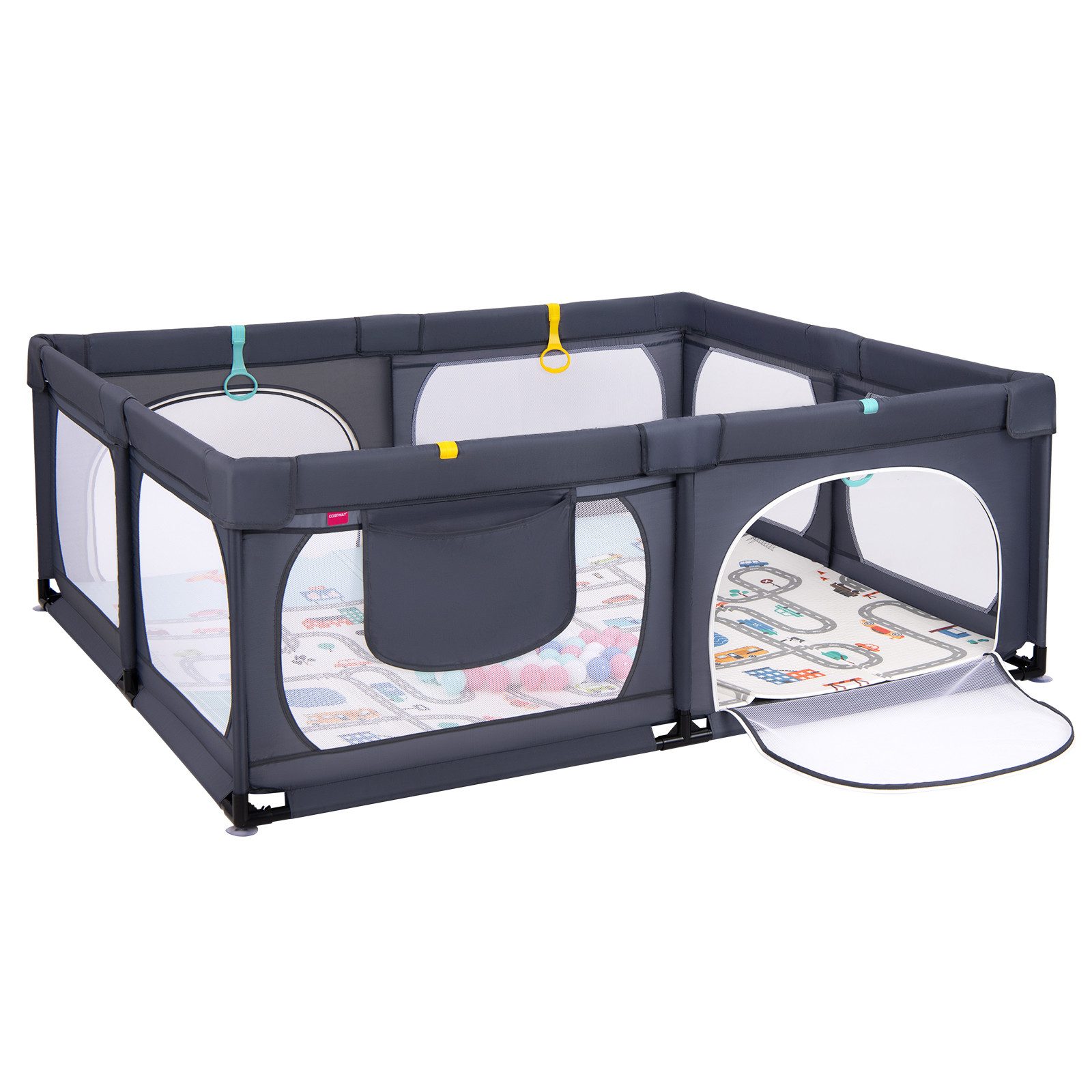 COSTWAY Laufgitter, Laufstall mit Matte, 50 Meeresbällen, für Baby günstig online kaufen