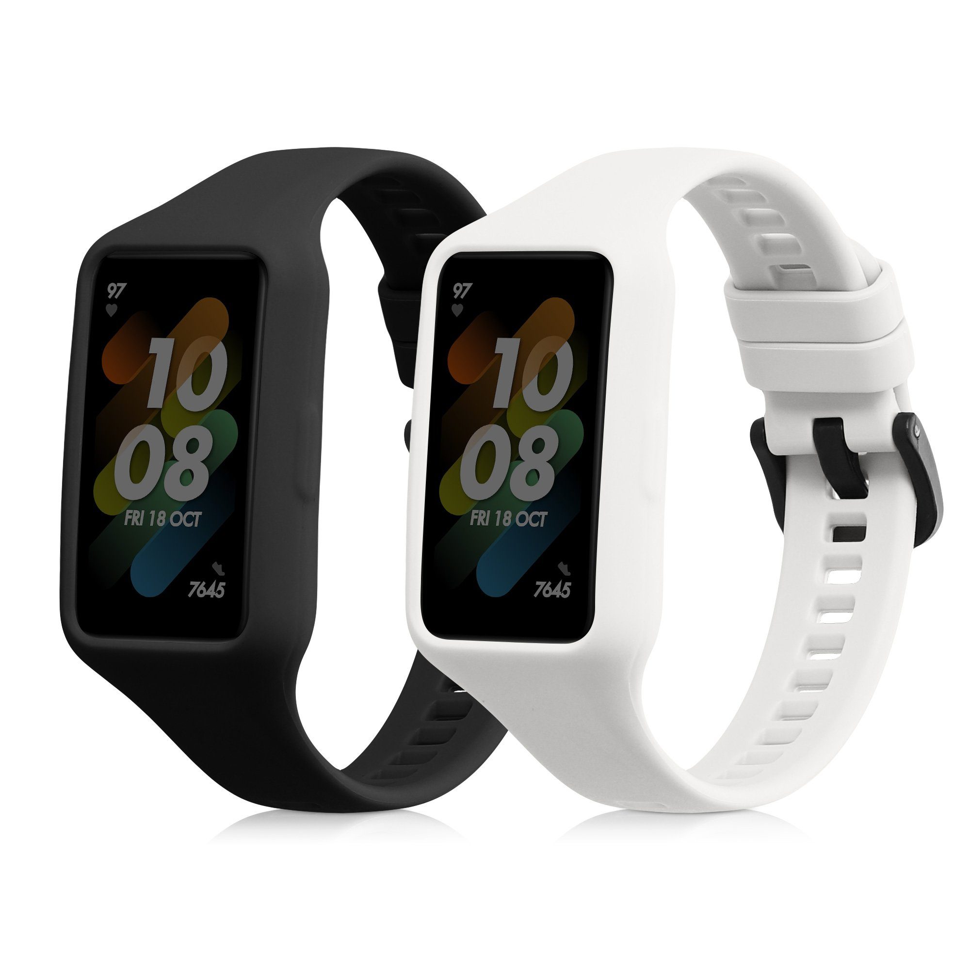kwmobile 2x Uhrenarmband für Huawei Band 7 / Band 6 / Honor Band 6 Armband Smartwatch, 2-tlg., Fitnesstracker Band Set aus TPU Silikon - Ersatzarmband Smartwatch