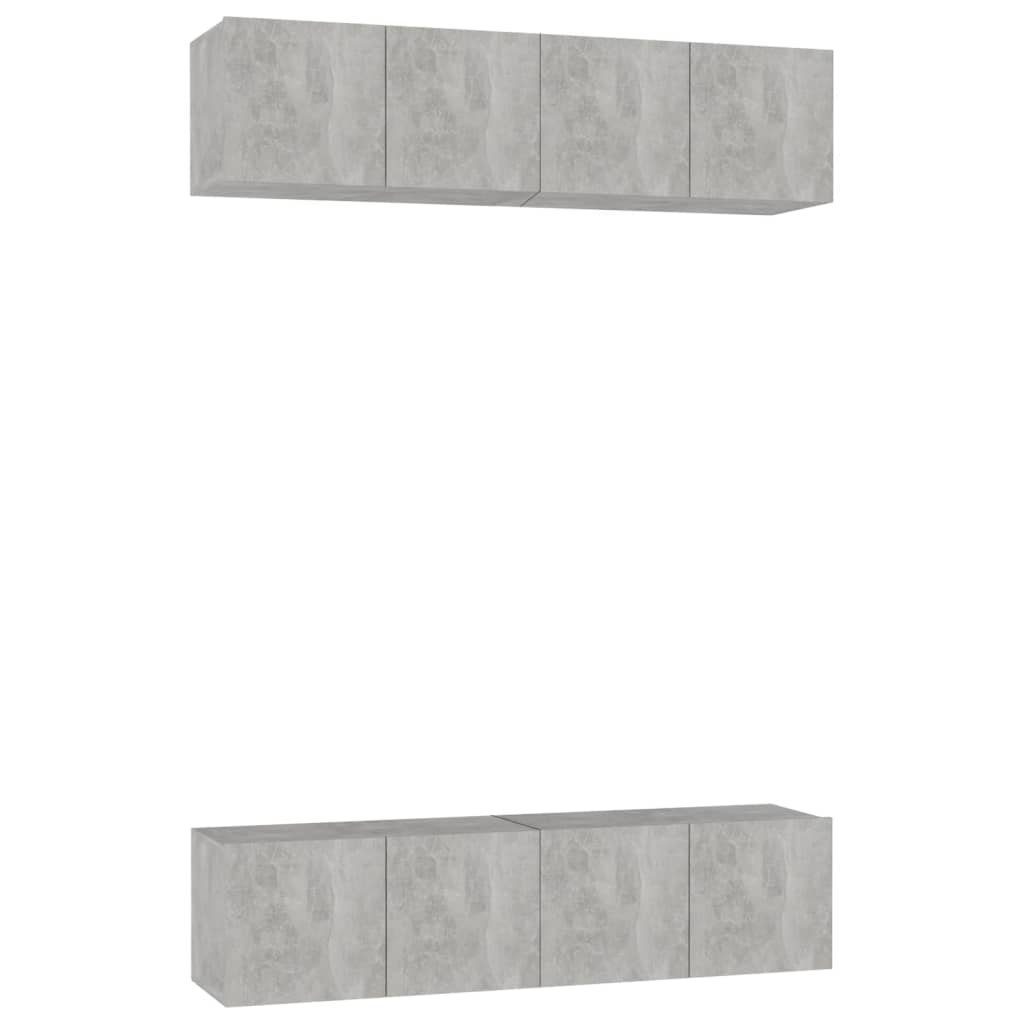 vidaXL TV-Schrank TV-Schränke 4 Stk. Betongrau 60x30x30 cm Holzwerkstoff (4-St)