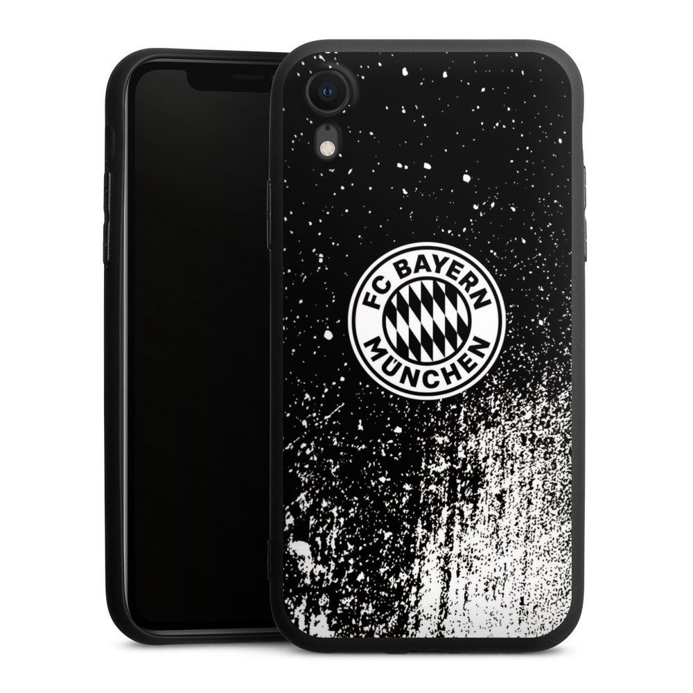 DeinDesign Handyhülle »FC Bayern München Offizielles Lizenzprodukt FCB  Splatter Schwarz - FCB«, Apple iPhone Xr Silikon Hülle Premium Case Handy  Schutzhülle