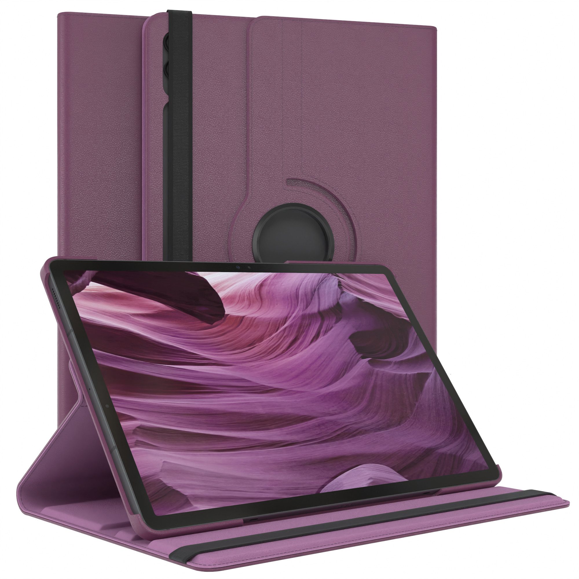 EAZY CASE Tablet-Hülle Rotation Case für Galaxy Tab S9 FE+ Rotationcase 12,4 Zoll, Tablet-Hülle Bookstyle Case Fullcover Schutz Tasche Stehfunktion Lila