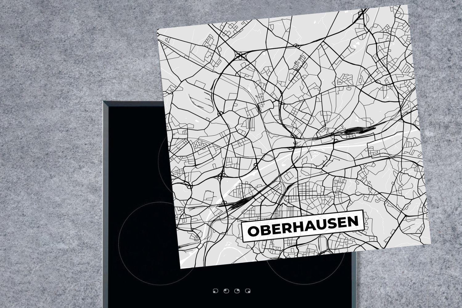 MuchoWow Herdblende-/Abdeckplatte Stadtplan - Deutschland - für - tlg), Arbeitsplatte 78x78 Vinyl, Ceranfeldabdeckung, cm, küche Karte (1 Oberhausen
