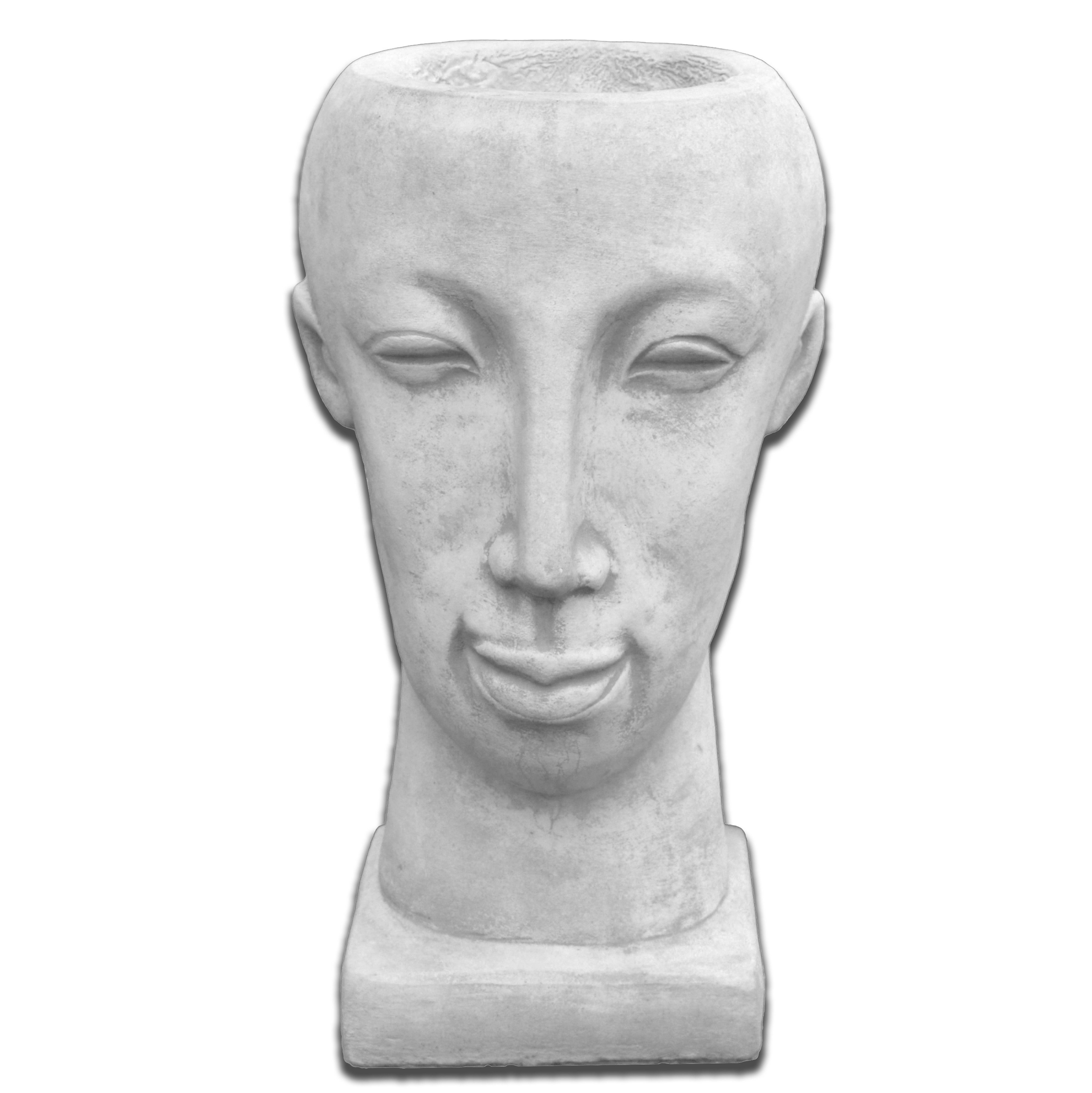 gartendekoparadies.de Head-shaped flower pot, planter, stone figure, H. 41 cm, 20 kg, 2 liters, frost-resistant