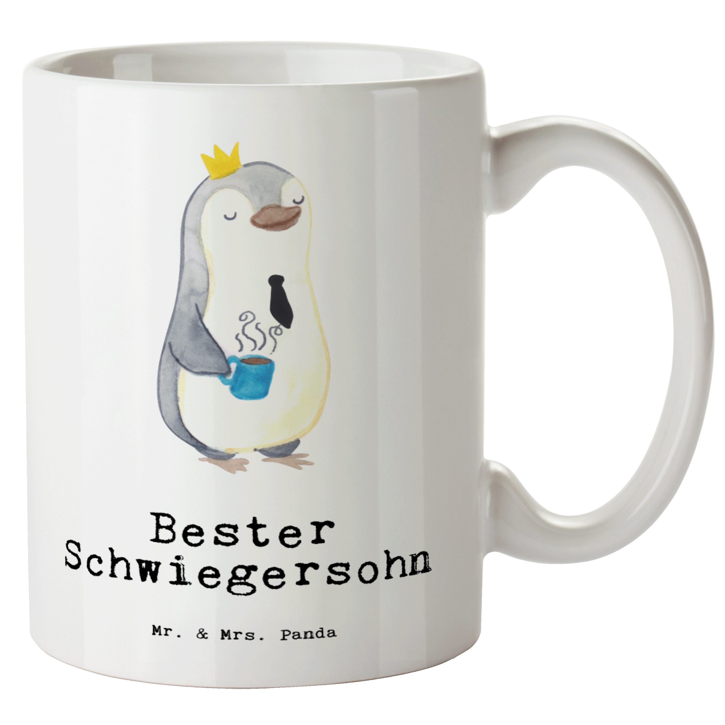 Mr. & Mrs. Panda Tasse Pinguin Bester Schwiegersohn - Weiß - Geschenk, Ehefrau des Sohns, Da, XL Tasse Keramik