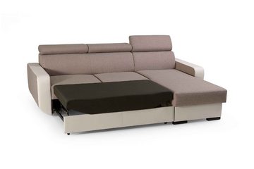 Furnix Ecksofa IMPERISIO Sofa in L-Form Schlaffunktion Bettkasten, Maße 236x97x165 cm, Liegefläche 130x202 cm, Eco-Leder/Struktur