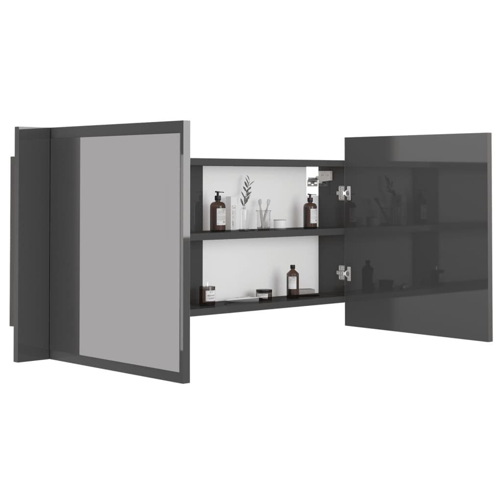 Acryl Hochglanz-Grau (1-St) Badezimmerspiegelschrank LED-Bad-Spiegelschrank vidaXL 100x12x45 cm