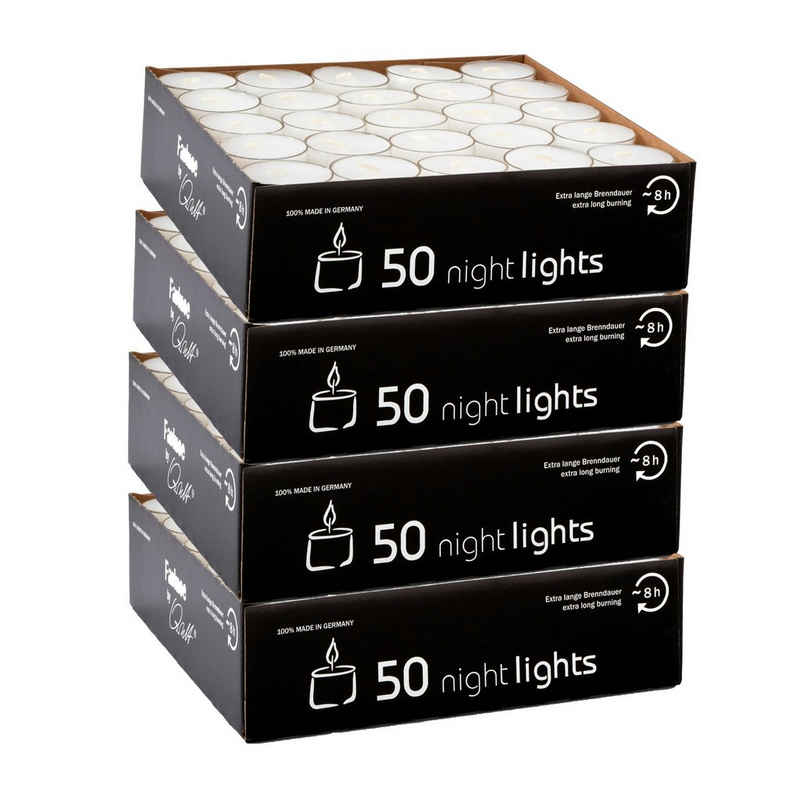 Qult Teelicht »Nightlights weiß, Teelichter in Kunststoffhülle, 8 St.« (200-tlg), Rußfrei - ca. 8 Stunden Brenndauer, Sparpack - unbeduftet