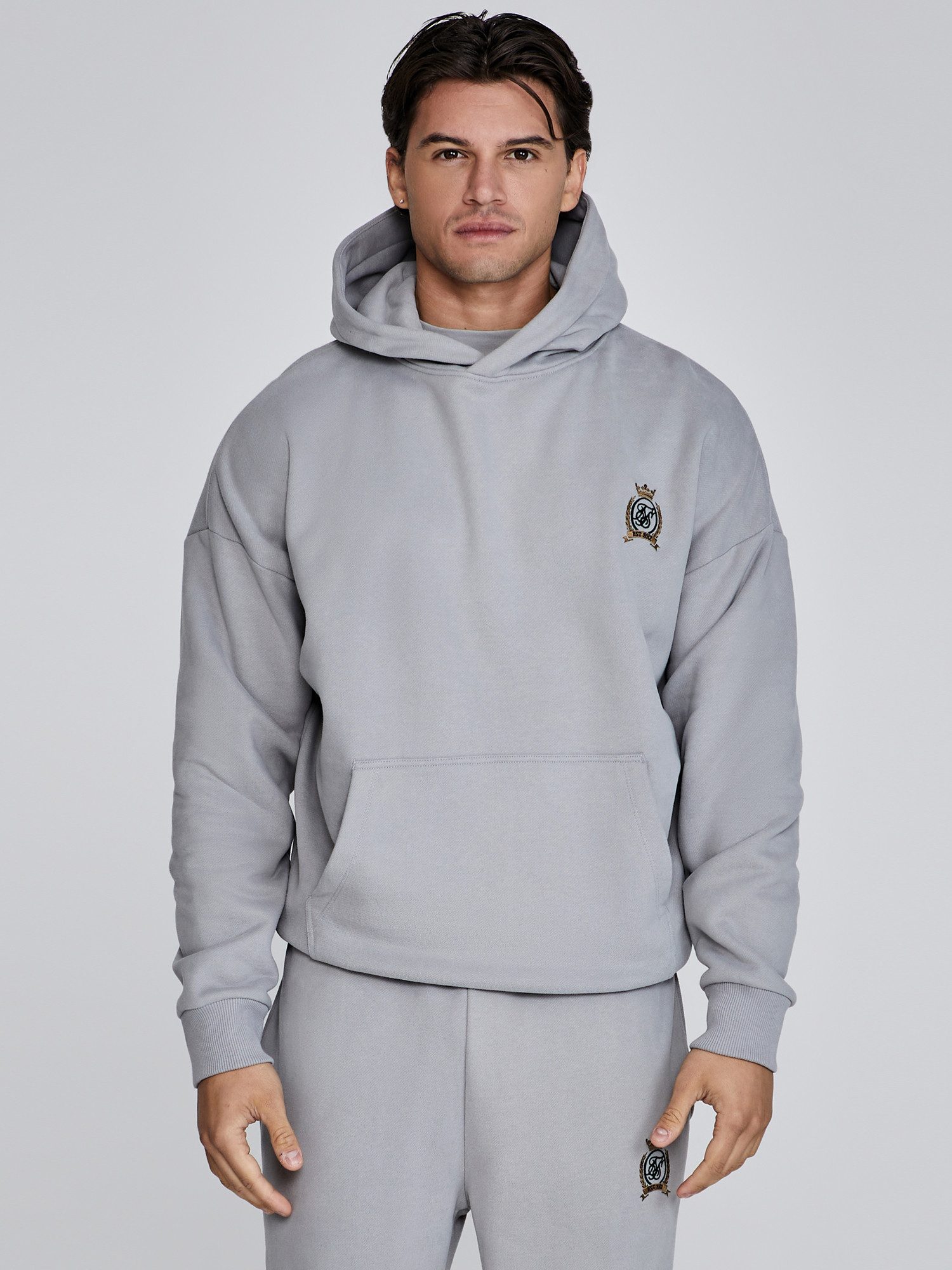 Siksilk Hoodie SikSilk Herren Grauer Pullover Kapuzenpullover günstig online kaufen