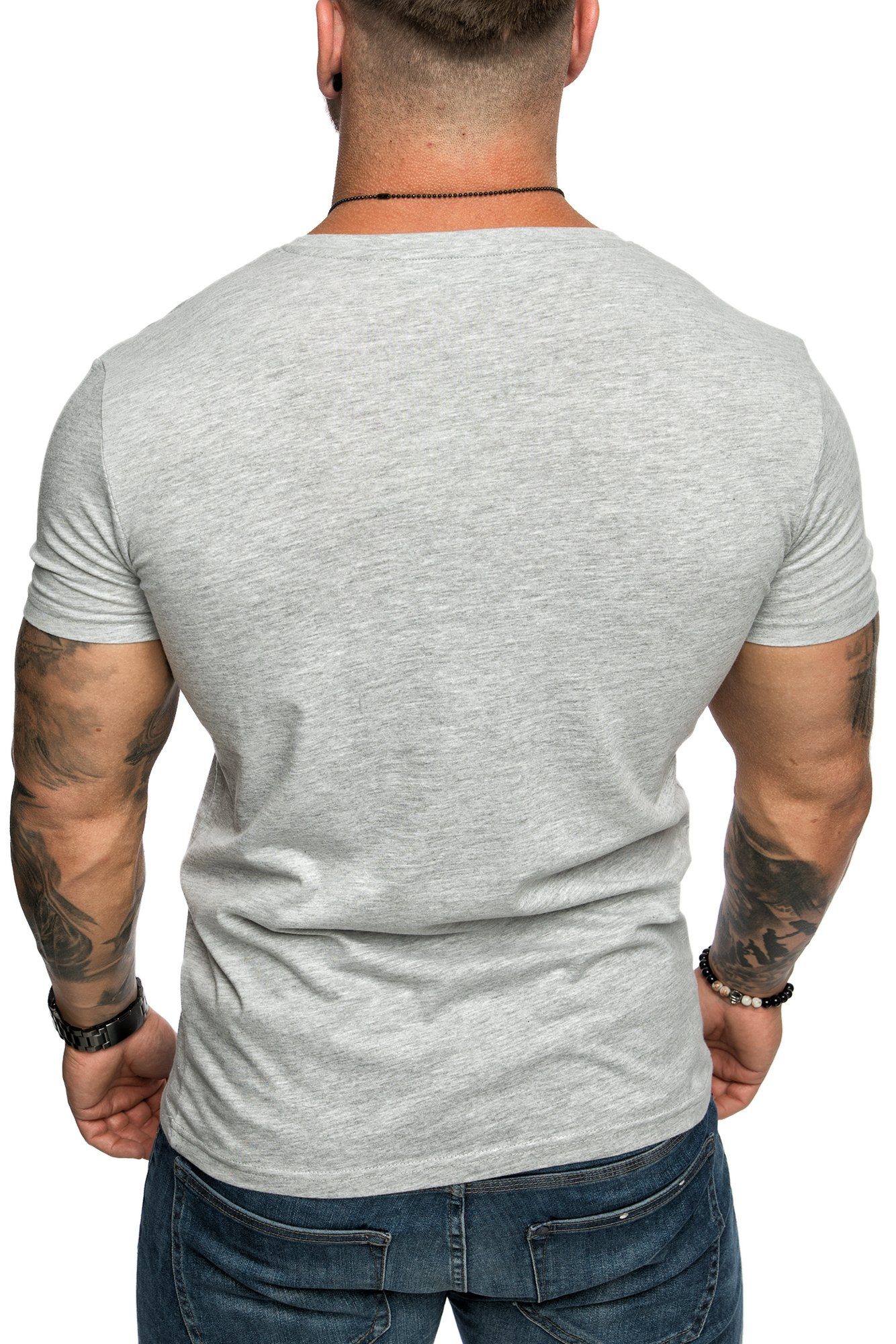 Amaci&Sons T-Shirt PATERSON Basic Oversize T-Shirt mit V-Ausschnitt Herren Vintage Basic Shirt mit V-Ausschnitt und Brusttasche – Bild 4 von 5