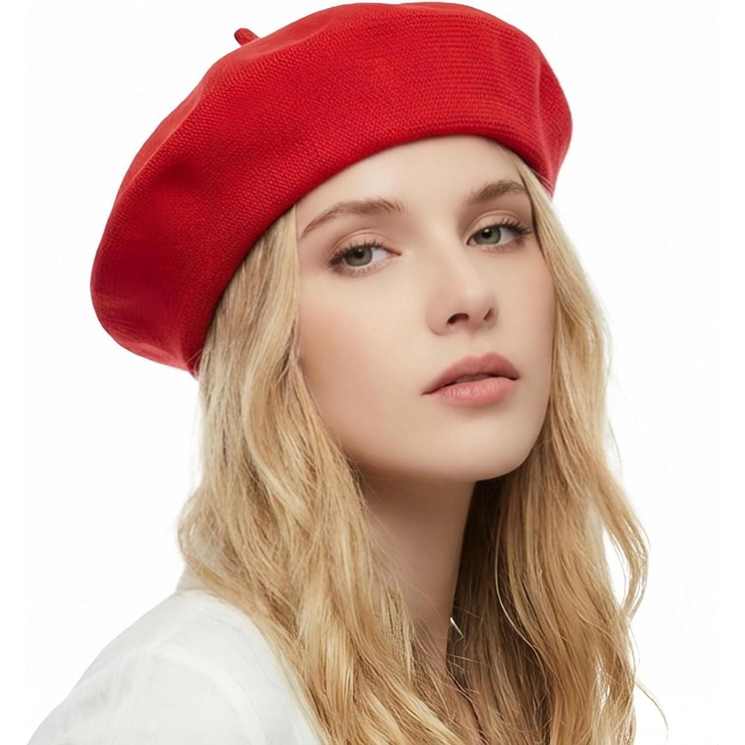 LuxusKollektion Baskenmütze Baskenmütze Damen Barett Beret Künstler Malerhut Beanie 56-58 Rot