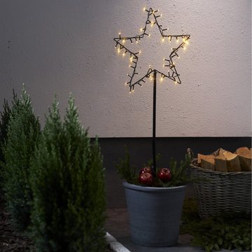 STAR TRADING LED-Stern für außen LED Lichterstern stehend Außen Weihnachtsdeko Terrasse 92cm schwarz, LED Classic, warmweiß (2100K bis 3000K)