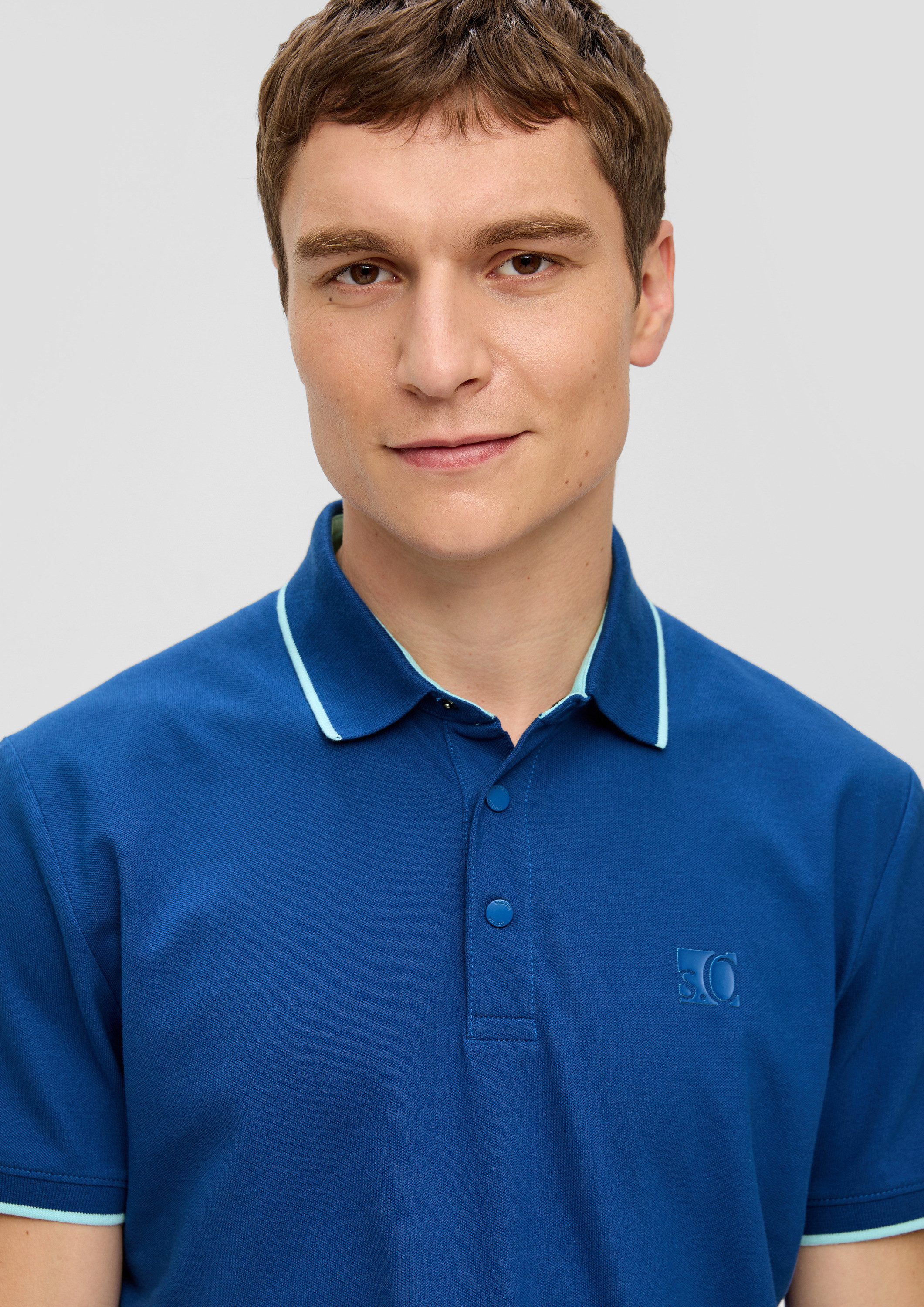 s.Oliver Kurzarmshirt Polo-Shirt Poloshirt mit Logo
