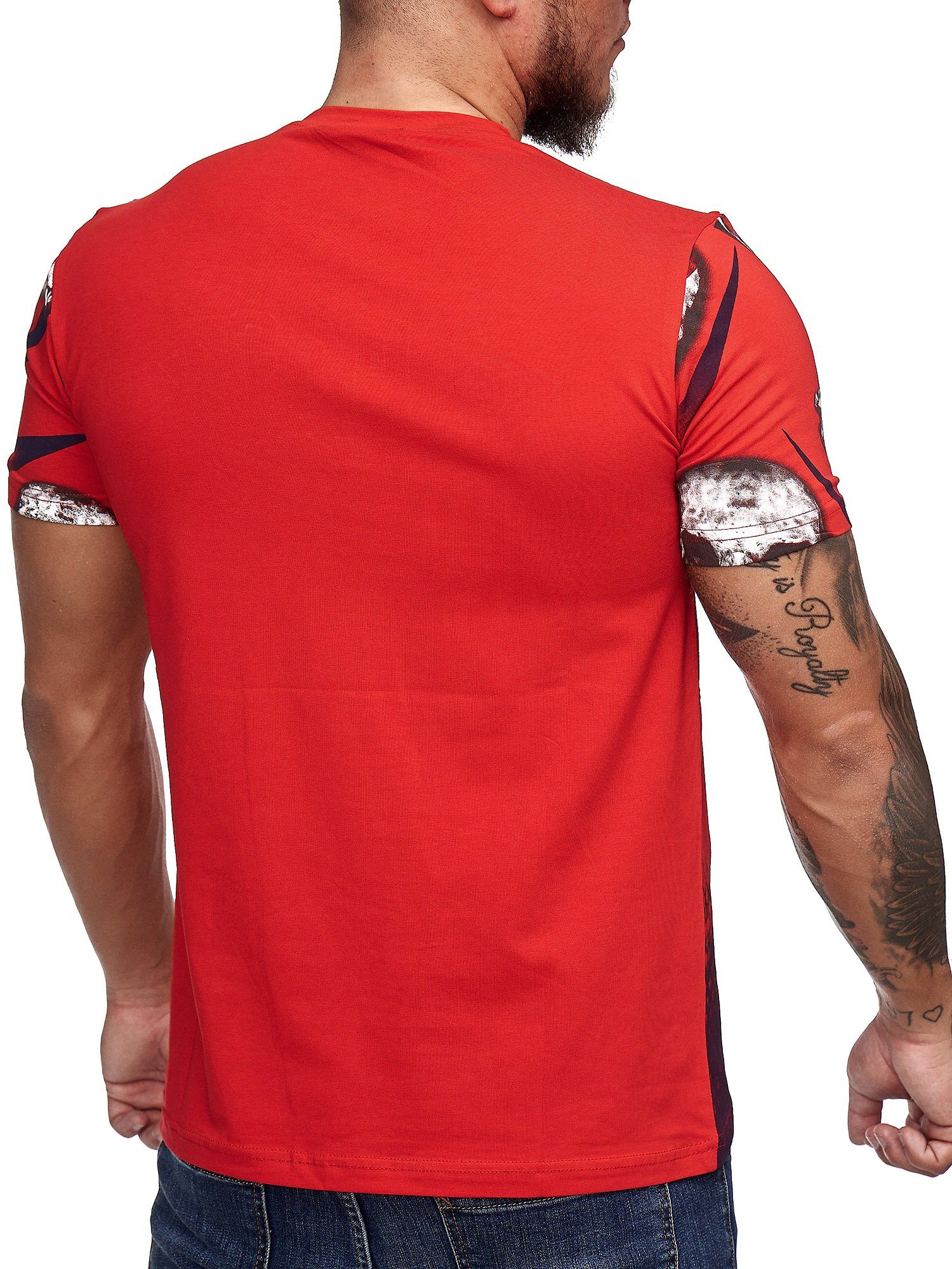 Fitness Polo (Shirt T-Shirt Tee, Casual Rot TS-19-1194C Freizeit 1-tlg) OneRedox Kurzarmshirt