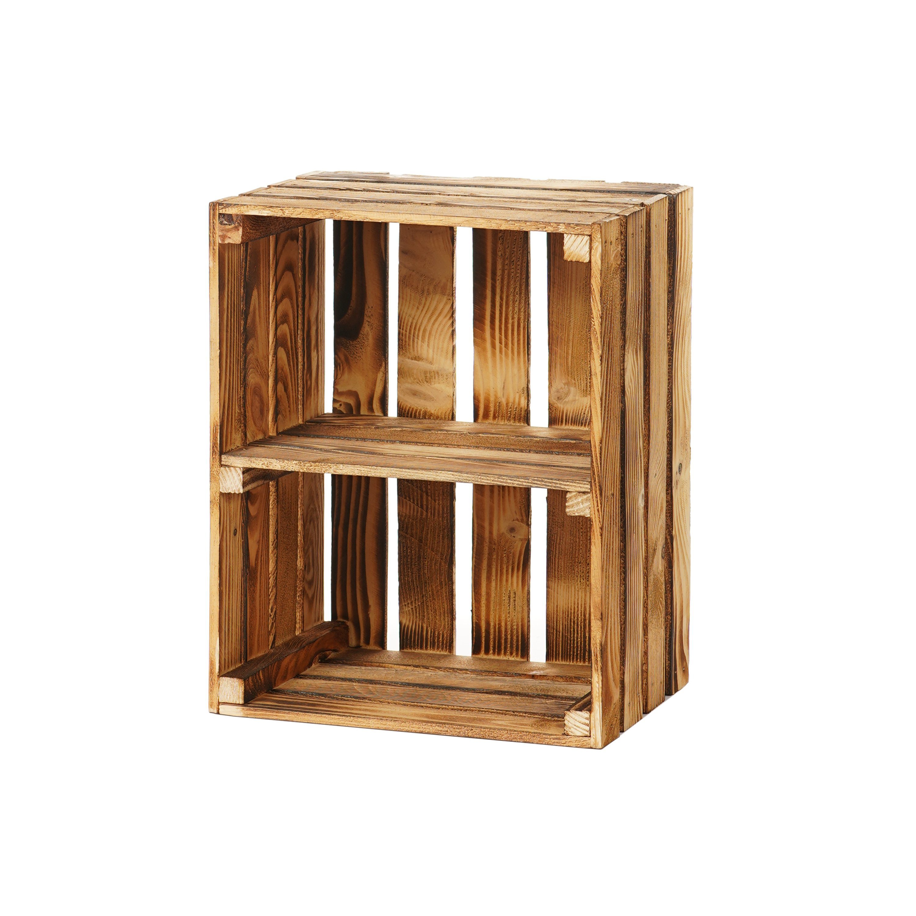 GrandBox Dekokiste Holz-Kiste 50x40x30cm mit Mittelbrett,geflammt, Vintage (1er Set). € 32,39
