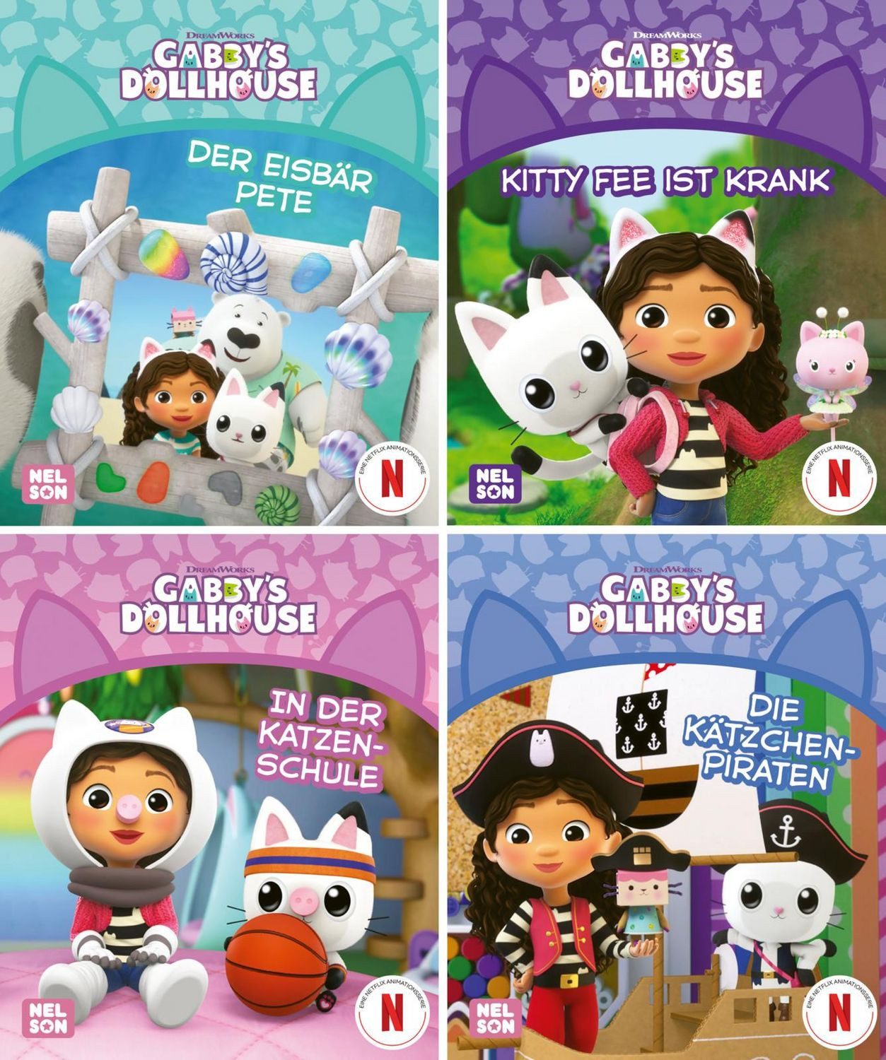 Nelson Mini-Bücher: 4er Gabby's Dollhouse 9-12 / diverse, 4 Mini-Bücher im Set