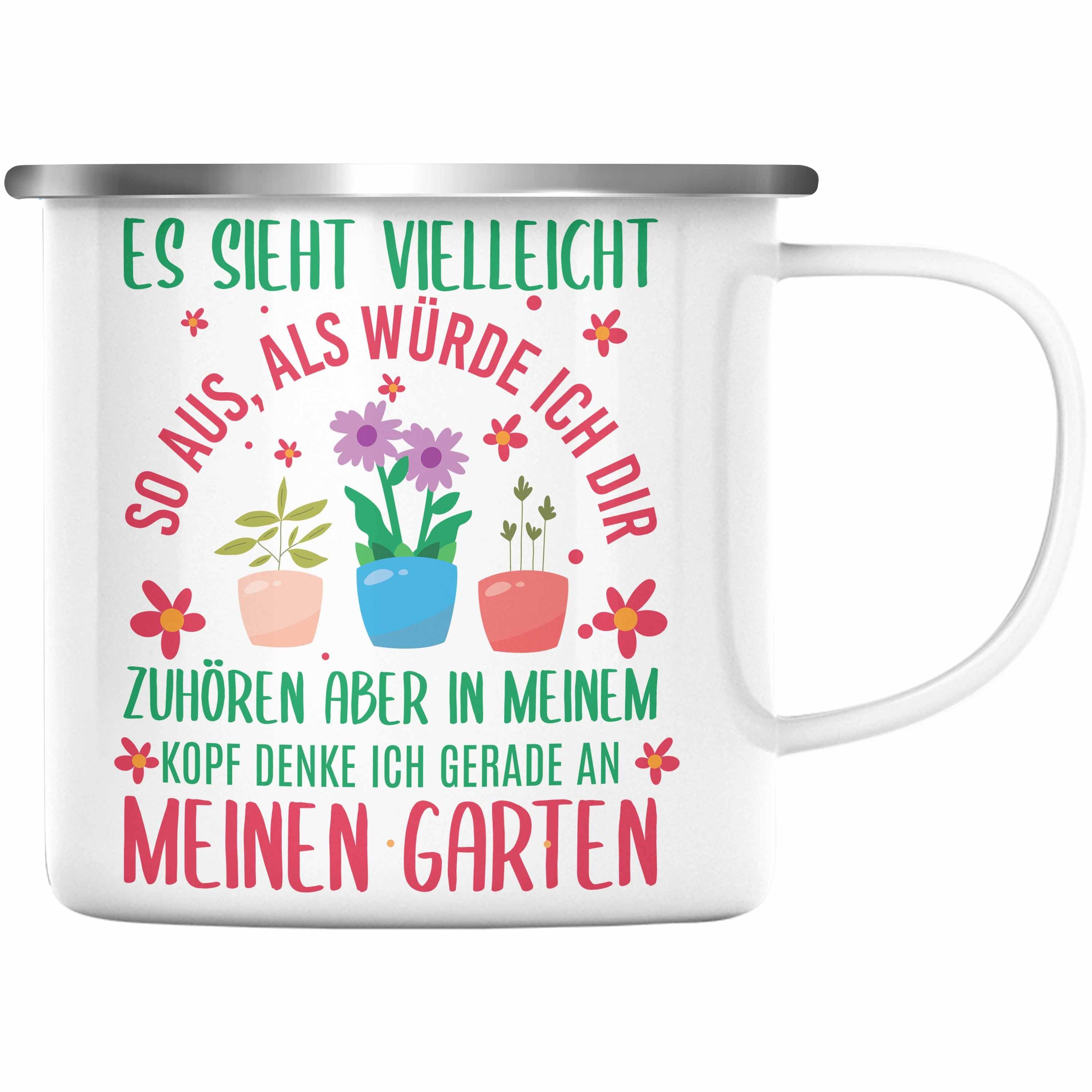 - Gärtnerin Trendation Silber Hobbygärtnerin Emaille Thermotasse Spruch Geschenk mit Garten Trendation für Gärtner Tasse Geschenkidee