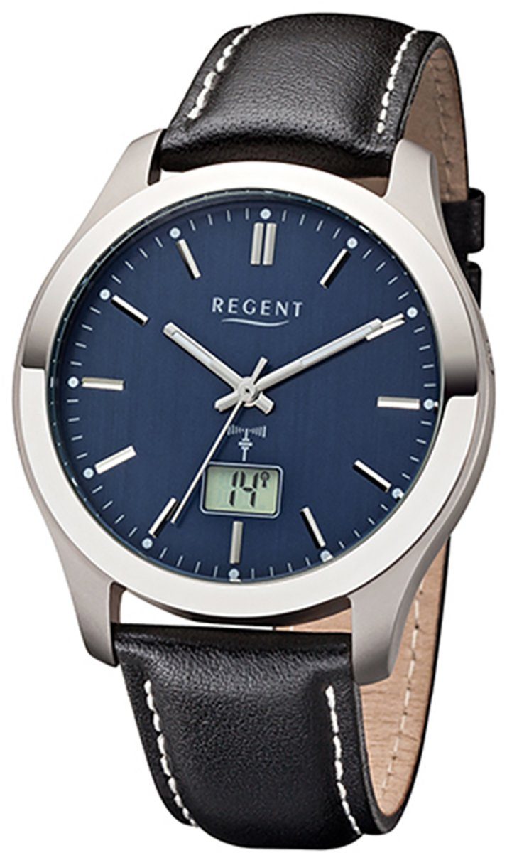 Regent Funkuhr »URFR223 Regent Herren-Armbanduhr schwarz Analog«, Herren  Funkuhr rund, groß (ca. 41mm), Lederarmband schwarz online kaufen | OTTO