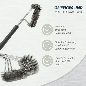 BlueCraft Grillbürste, Premium Reinigungsbürste + XXL Grill-Zange 56 cm