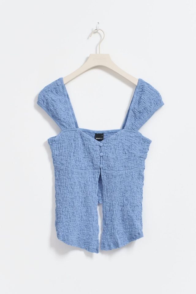 Gina Tricot Shirttop - Top - Shirt - Structure button top