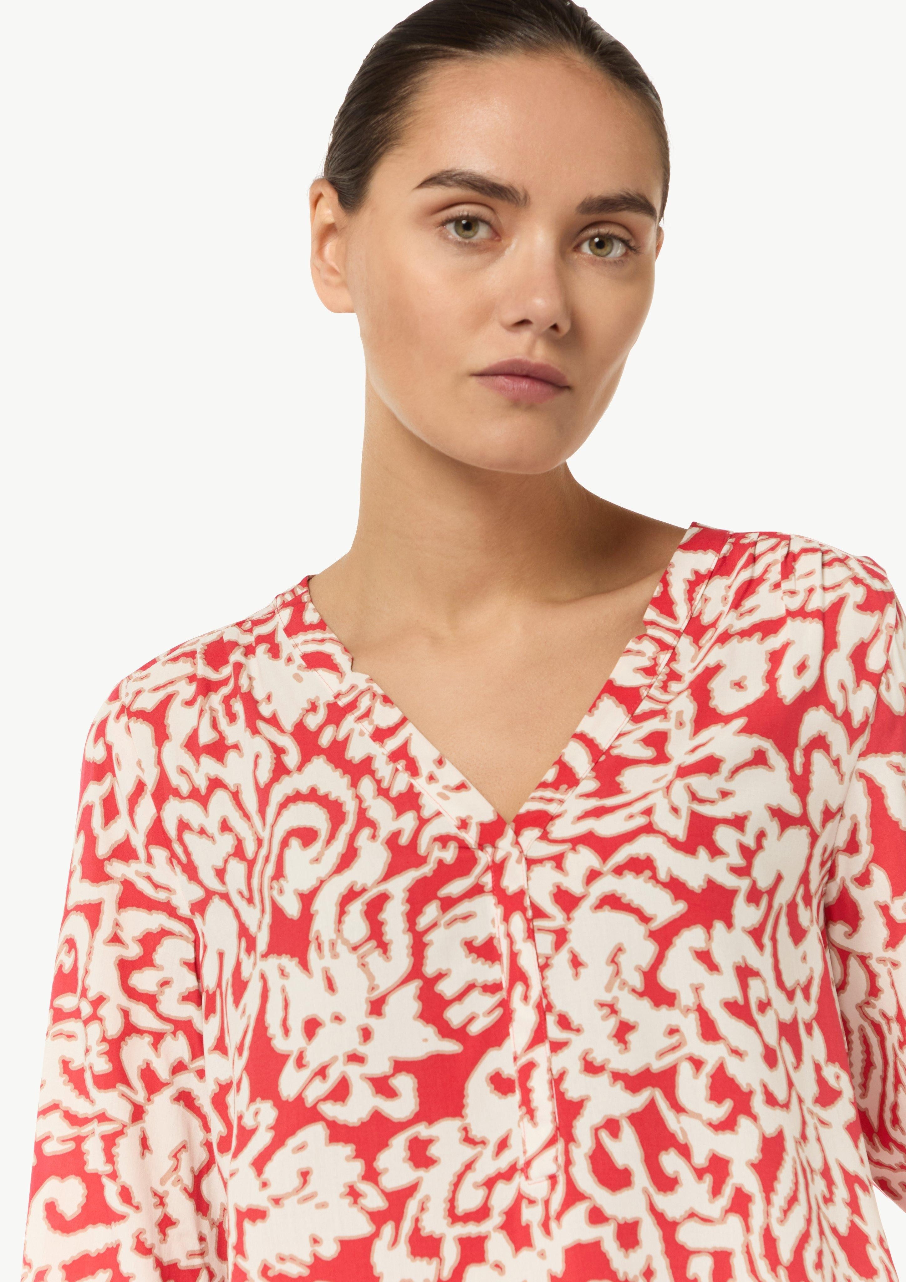 Comma 3/4-Arm-Shirt Viskosebluse mit V-Ausschnitt Artwork günstig online kaufen