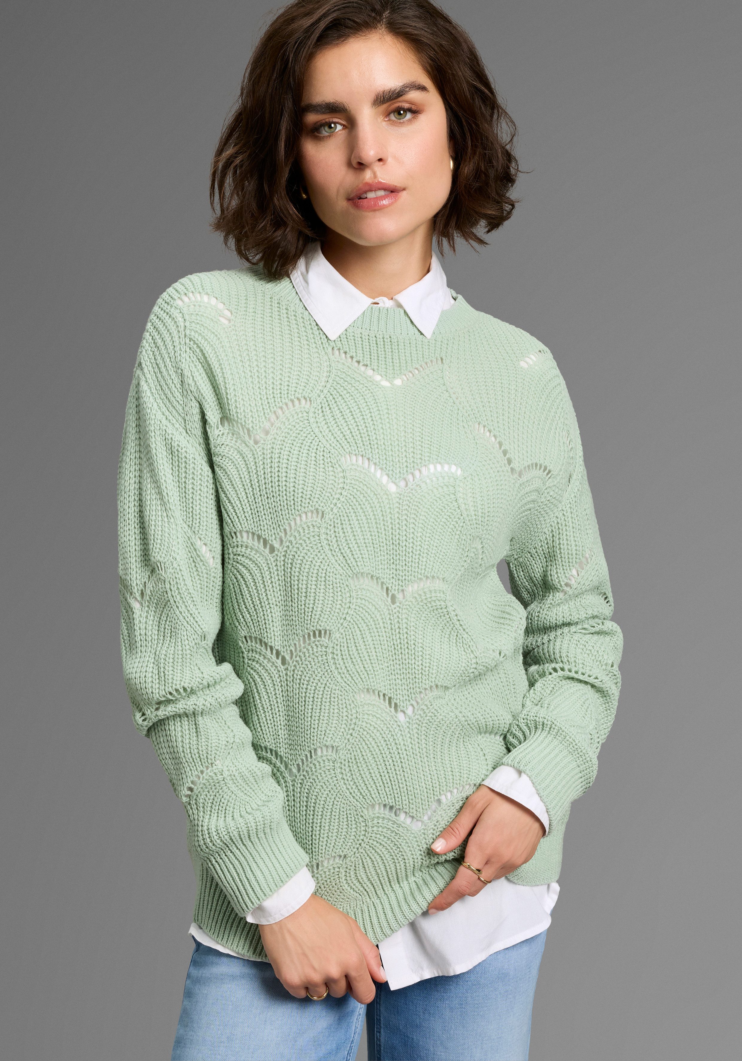 Laura Scott Ajourpullover mit Lochmuster günstig online kaufen