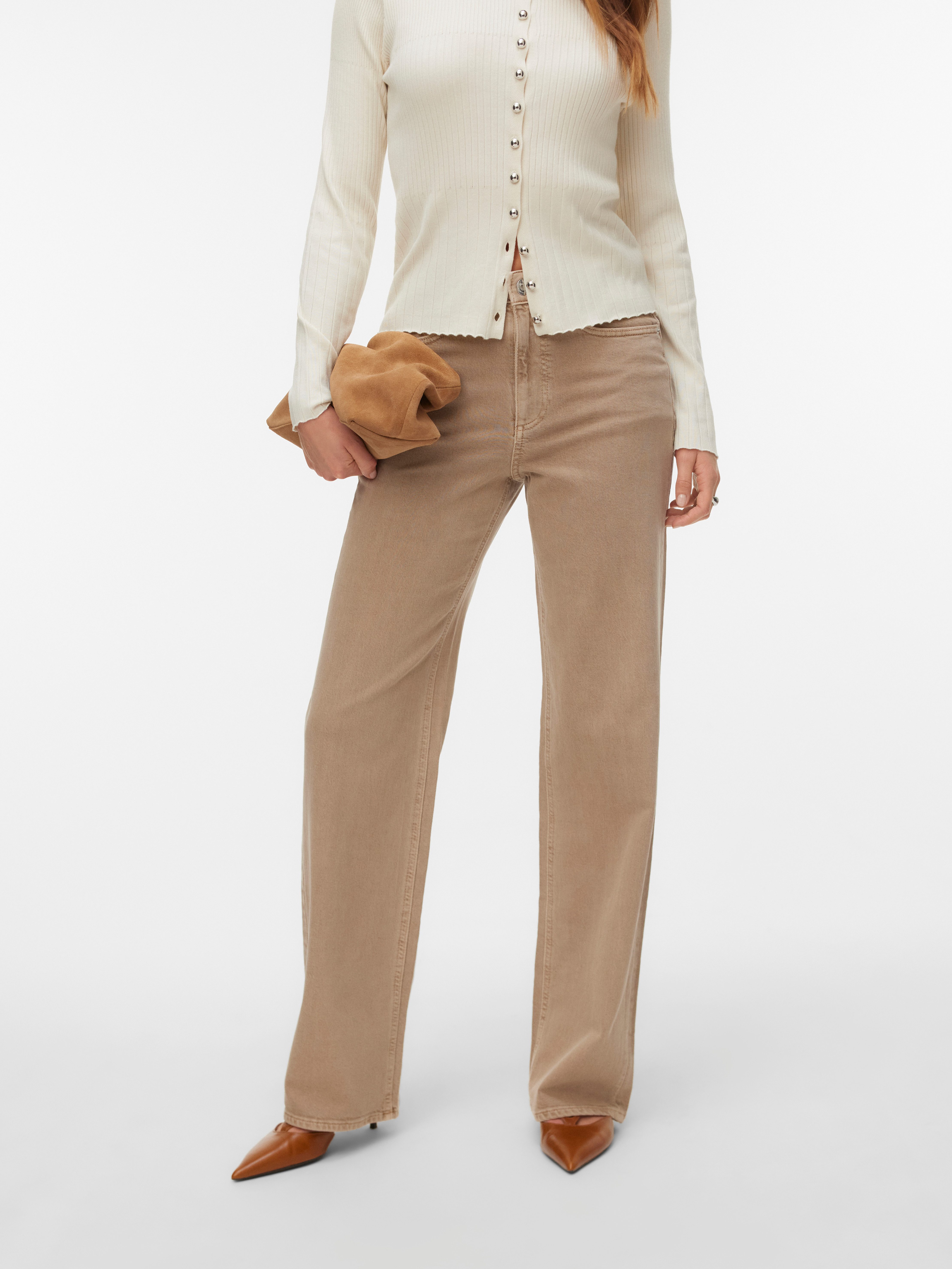 Vero Moda High-waist-Jeans VMTESSA HR WIDE JEANS COLOR GA NOOS mit Eingrifftaschen