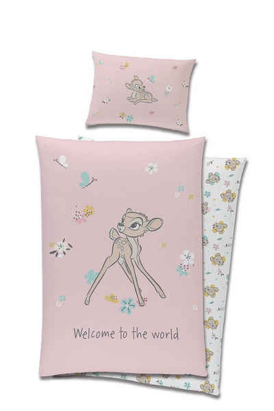 Babybettwäsche Set Disney Bambi 100% Baumwolle Rosa für Kinderbett oder Wiege, Disney, Baumwolle, 2 teilig