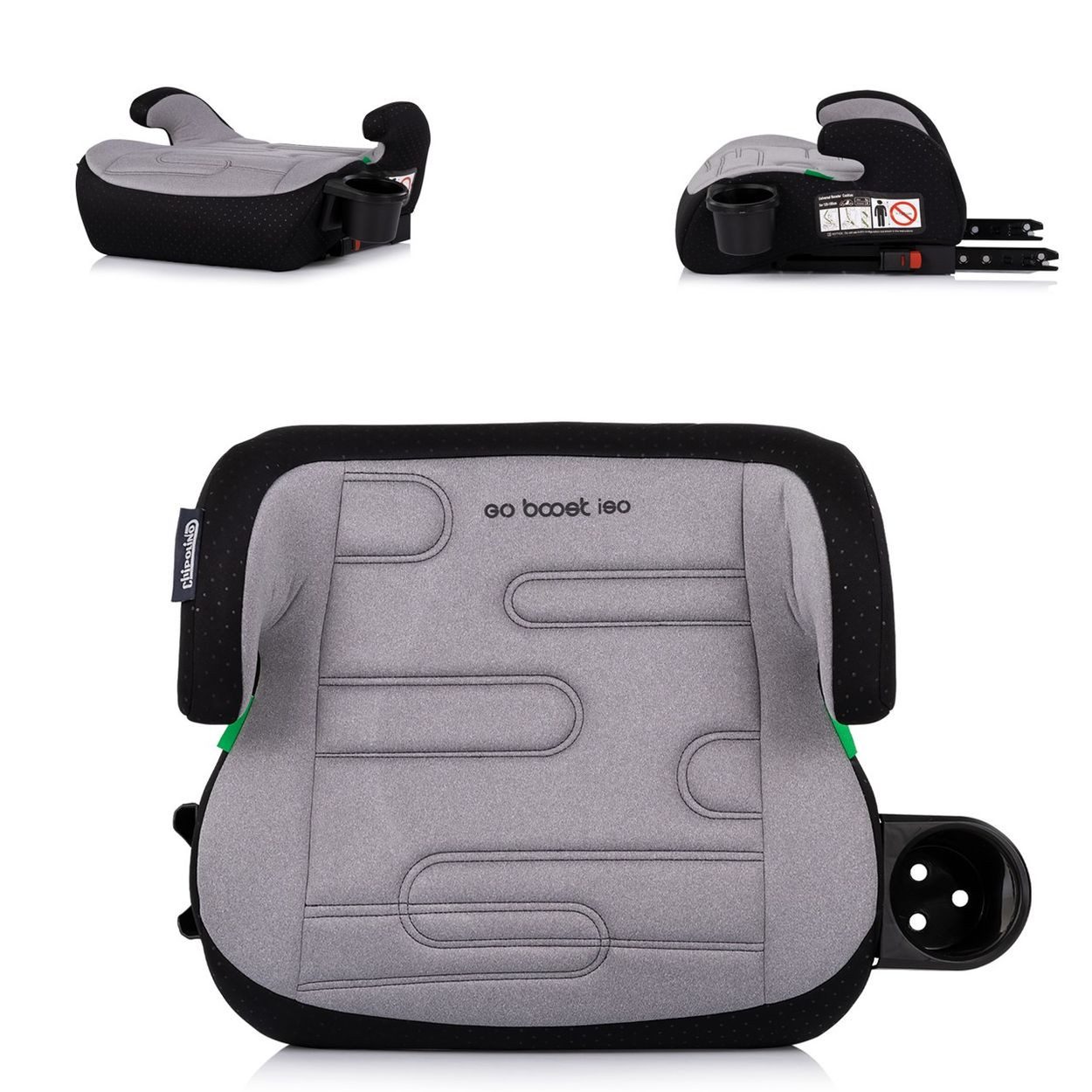 Chipolino Kindersitzerhöhung Go Boost Isofix 125-150 cm, ab: 5, bis: 12, i-Size Getränkehalter, waschbarer Bezug, atmungsaktiv, abnehmbarer