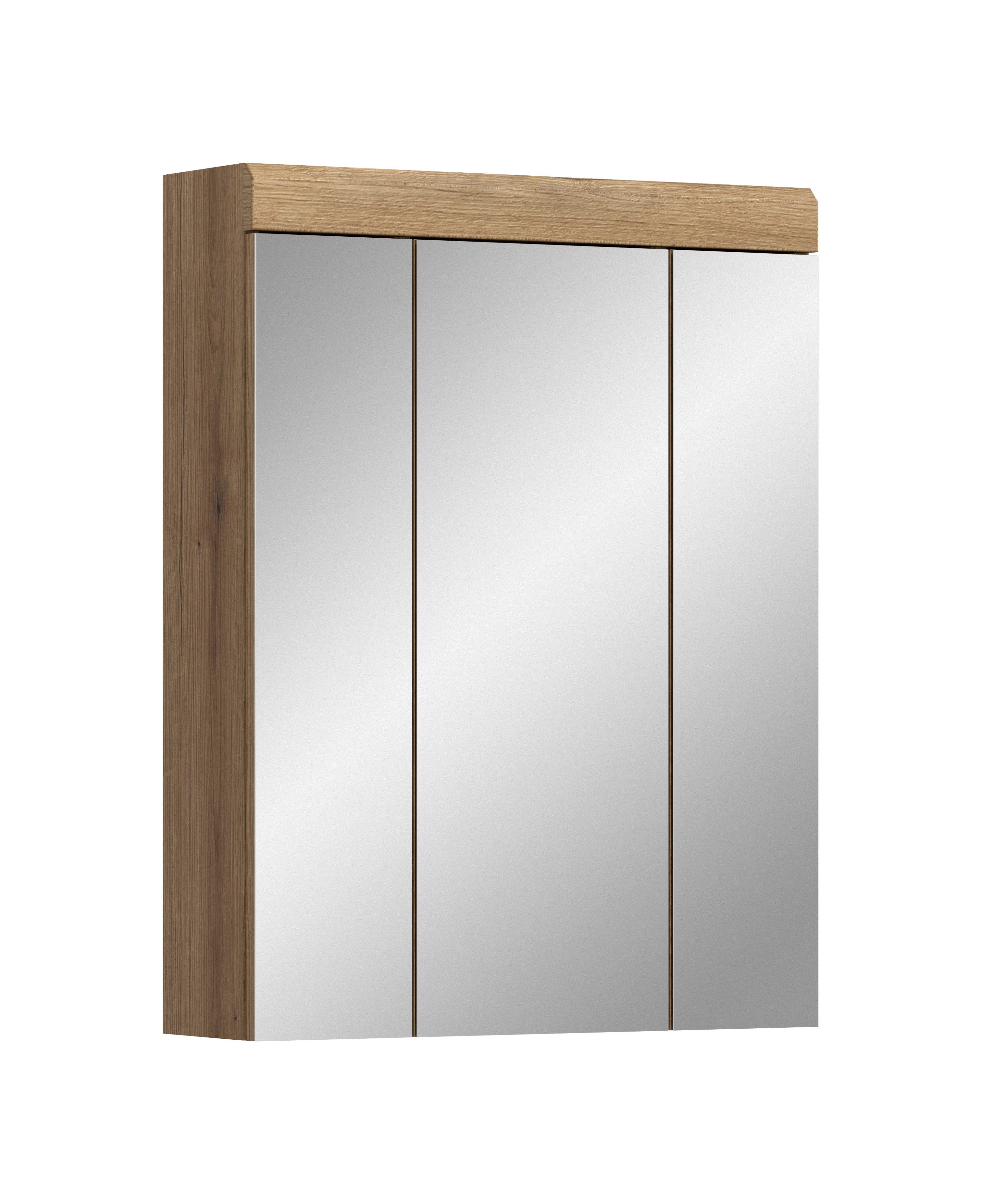 furnling Badezimmerspiegelschrank Scott 3 Türen, 9 Fächer, Spiegeltüren, Badmöbel, Badschrank, Spiegelschrank