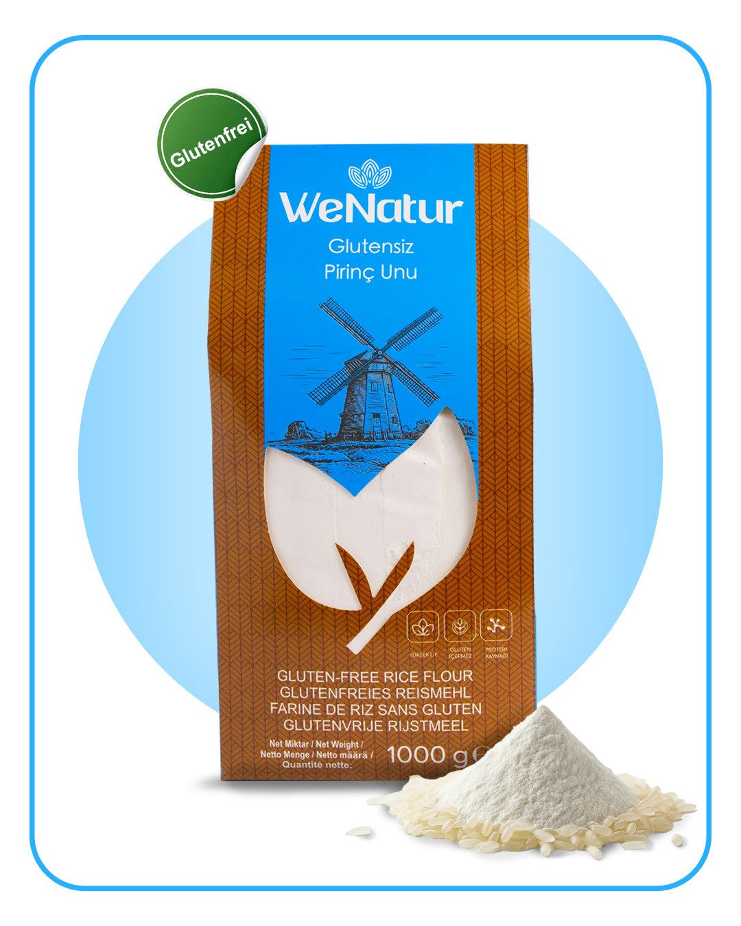 We_Natur Mehl Reismehl – Glutenfreies Mehl für feines und leichtes Backen 1 kg